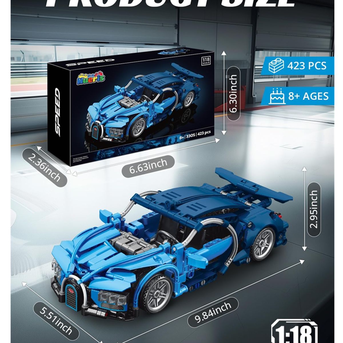 MARKET TOYS - Arma Todo Bloques Para Arma Carro De Carreras 423 Pcs