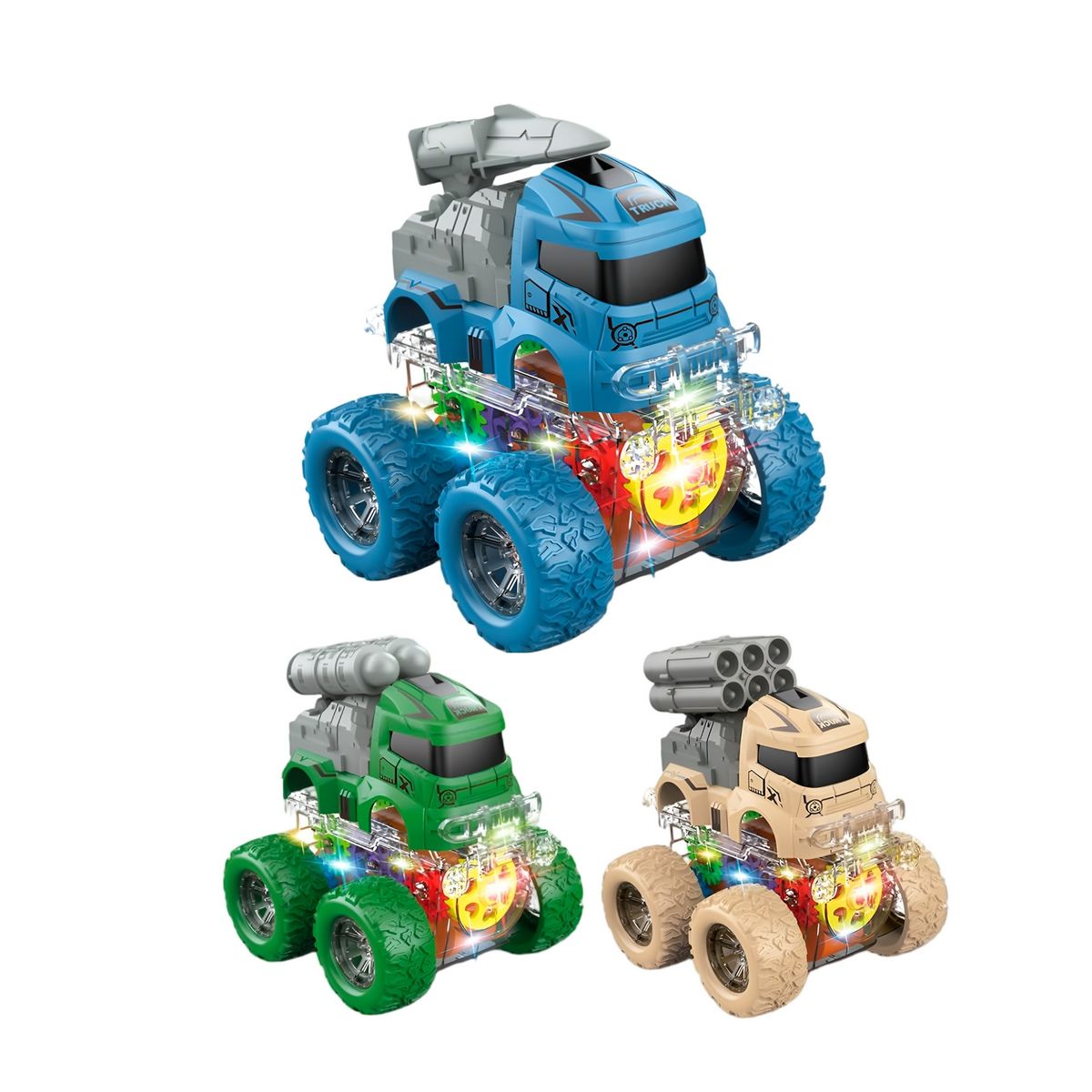 GENERICO - Carro Monster Militar Set De Juguete X 3 Unidades