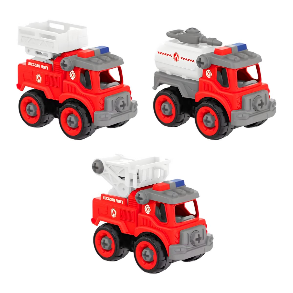 GENERICO - Camion Carro Bomberos Armable Juguete Didactico X 3 Unidades