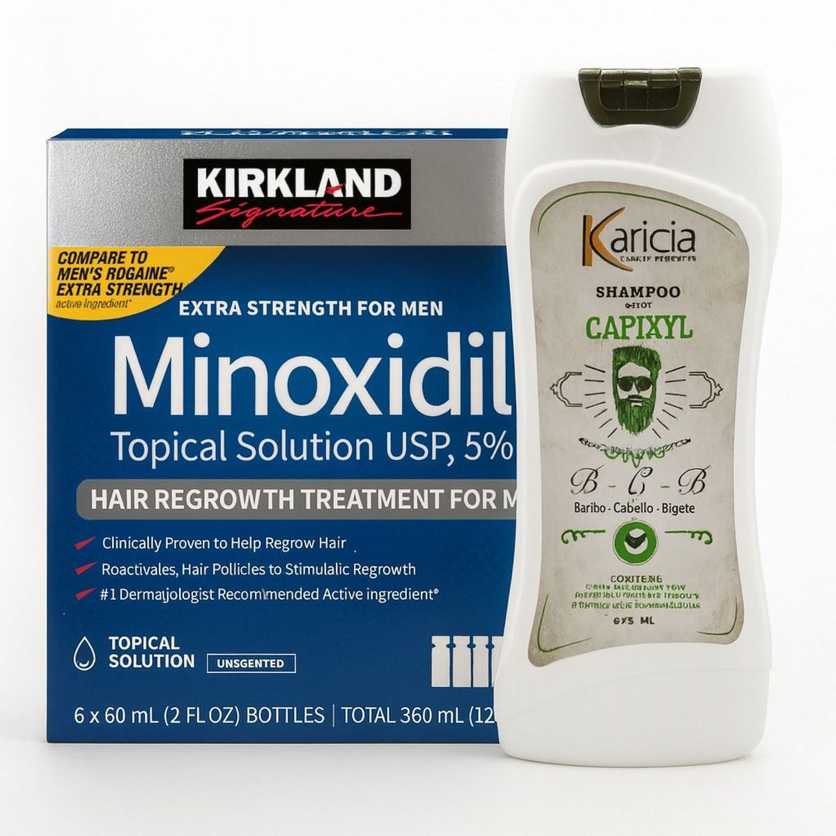 SIGNATURE - Minoxidil Topical Kirkland X6 frascos + Shampoo Karicia