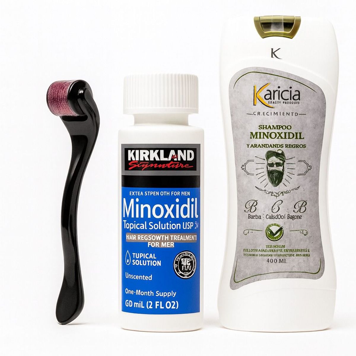 SIGNATURE - Minoxidil Topical Kirkland X1 frasco + Shampoo Karicia+Dermaroller