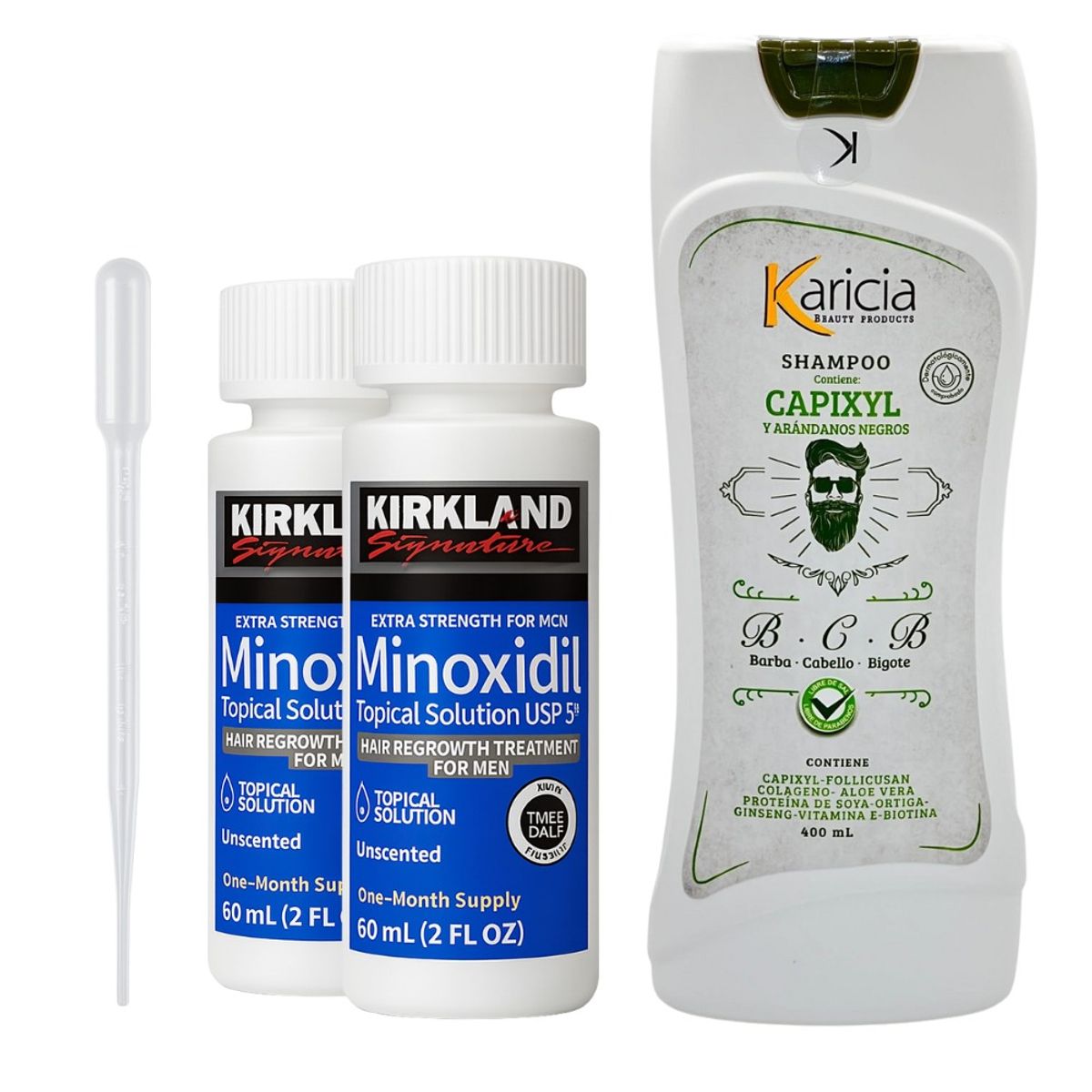 SIGNATURE - Minoxidil Topical Kirkland X2 frascos + Shampoo Karicia