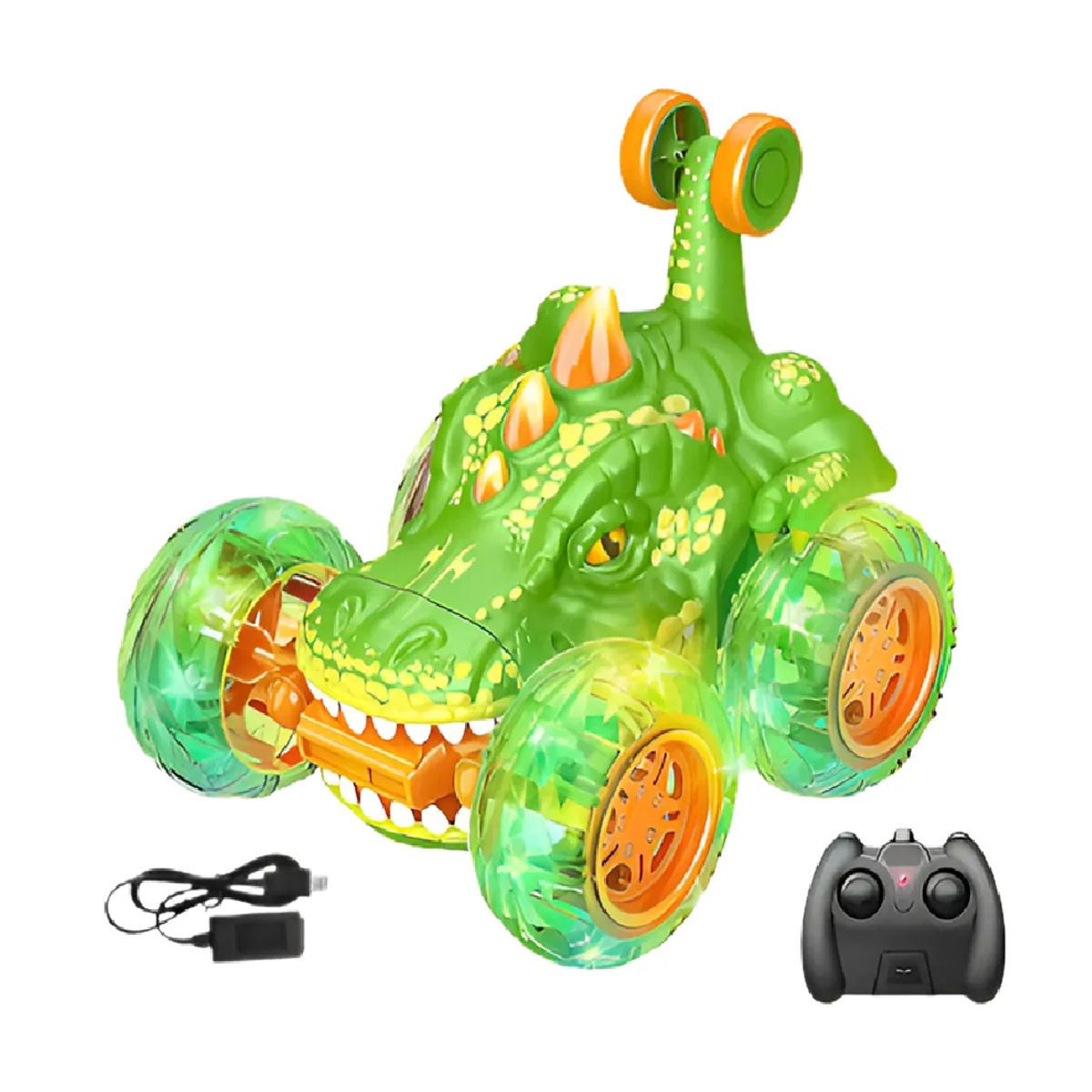 MARKET TOYS - Carro Loco A Control Remoto Dinosaurio Giros 360°
