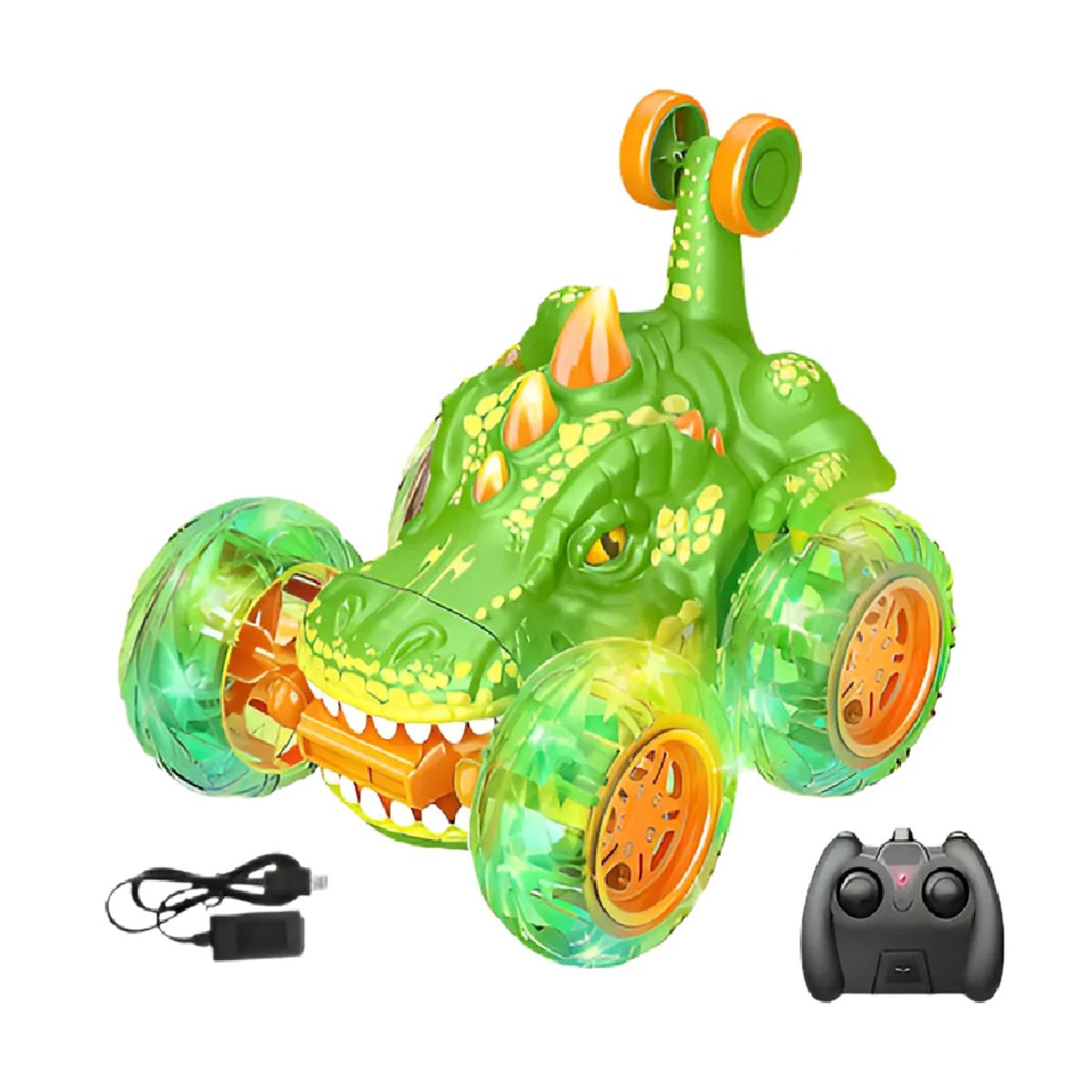 MARKET TOYS - Carro Loco A Control Remoto Dinosaurio Giros 360°