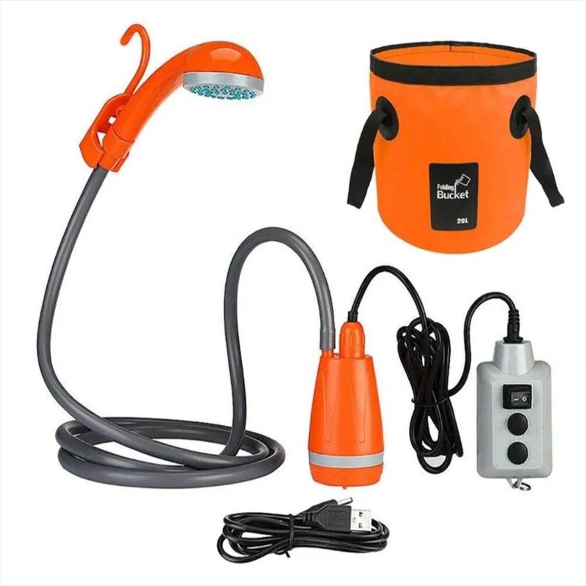 GENERICO - Ducha Portátil Con Balde Plegable 20L