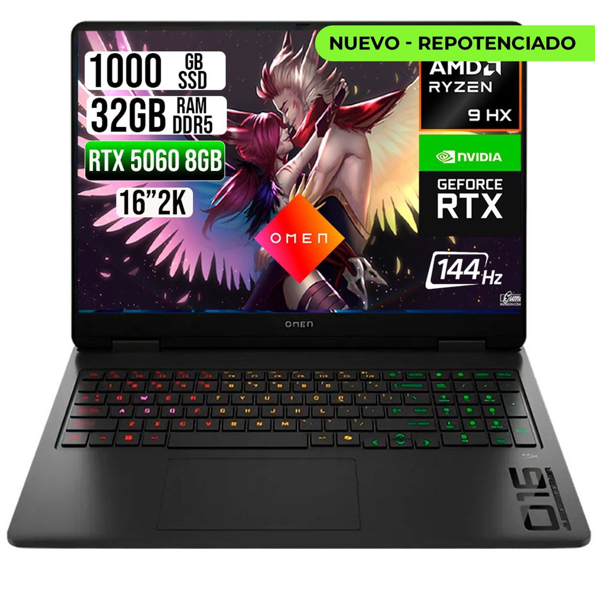 HP - PORTATIL HP OMEN AMD RYZEN 9 8940HX RTX 5060 8GB SSD 1TB RAM 32GB 16" 2K 144HZ