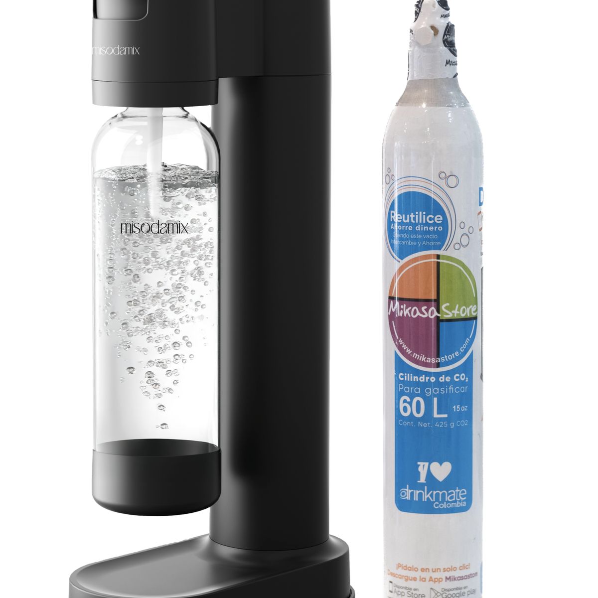 GENERAL - Máquina gasificadora de agua MISODAMIX Fizzy Negra