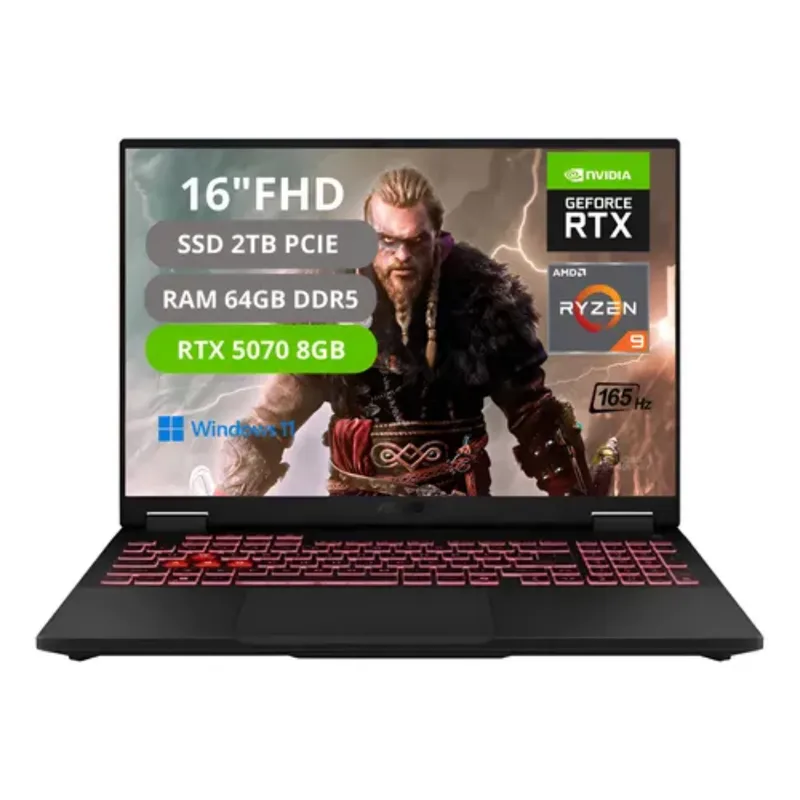 ASUS - PORTATIL ASUS TUF A16 RYZEN 9 270 RAM 64GB SSD 2TB RTX 5070 8G