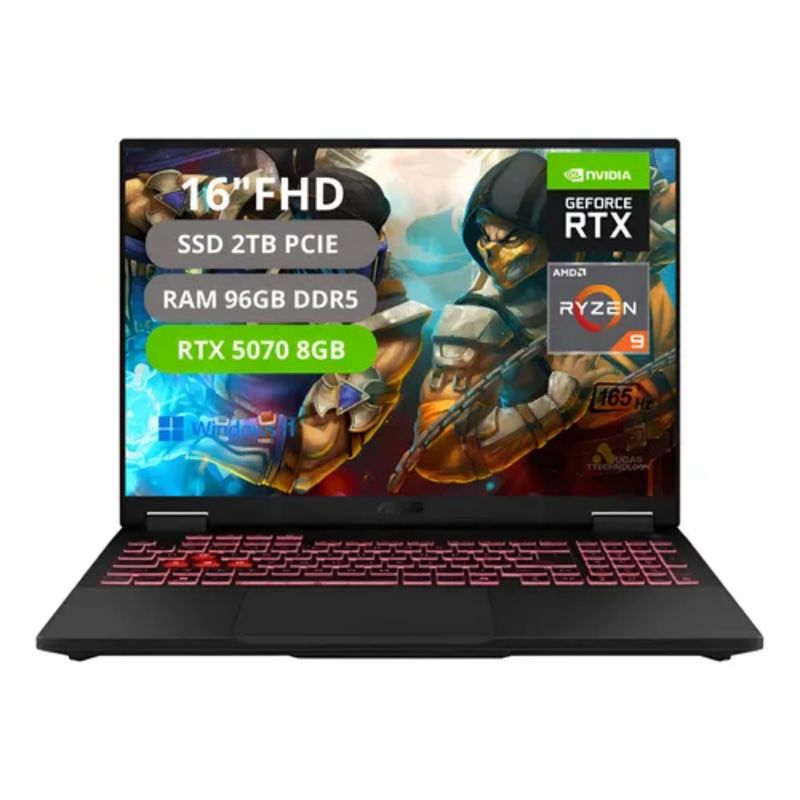 ASUS - PORTATIL ASUS TUF A16 RYZEN 9 270 RAM 96GB SSD 2TB RTX 5070 8G