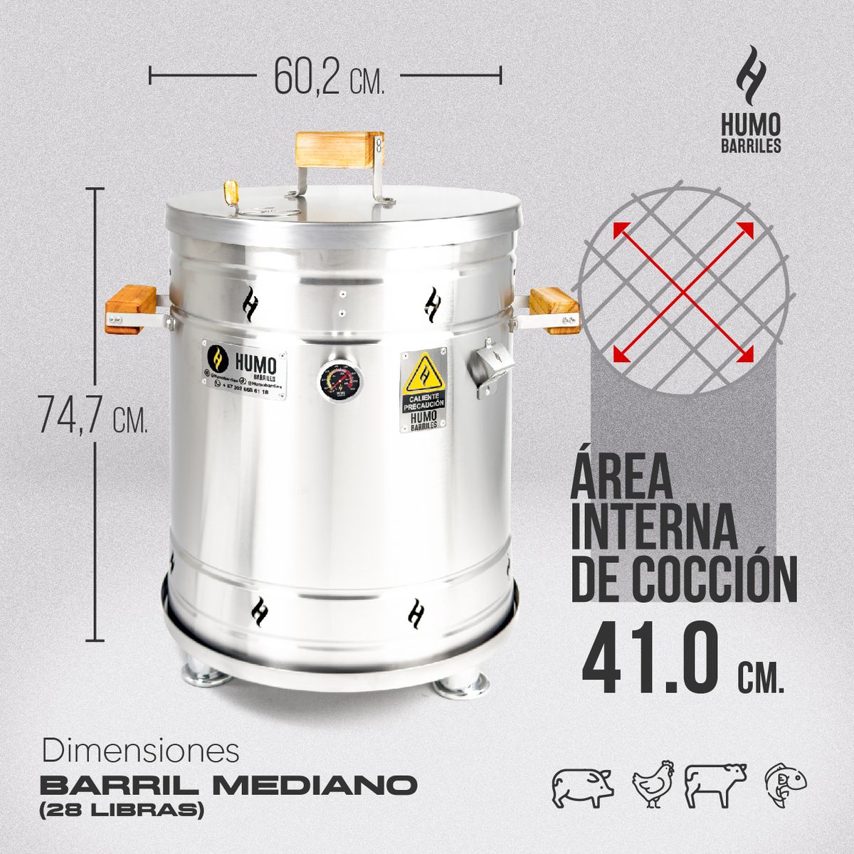 HUMO BARRILES - Barril Mediano de 28 Libras Humo Barriles