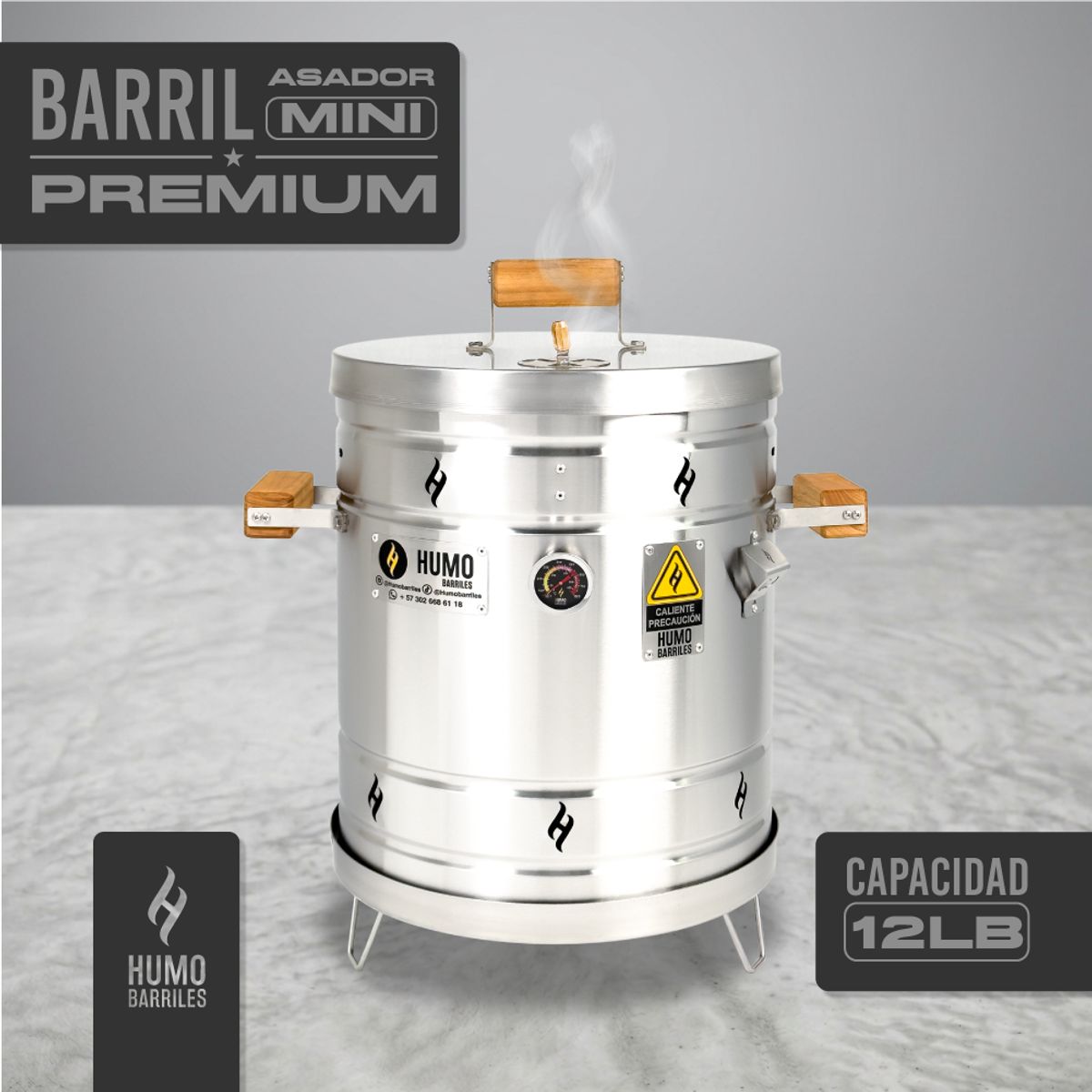 HUMO BARRILES - Barril Ahumador Asador 12 Lbs Acero Inoxidable Para 10 Personas – Humo Barriles