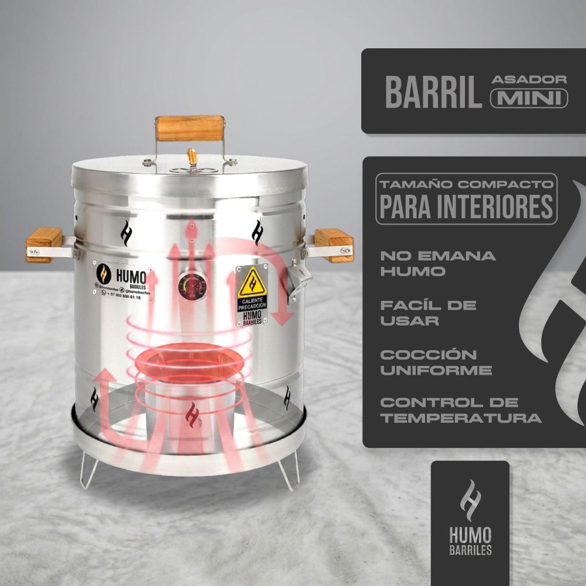 HUMO BARRILES - Barril Ahumador Asador 12 Lbs Acero Inoxidable Para 10 Personas – Humo Barriles
