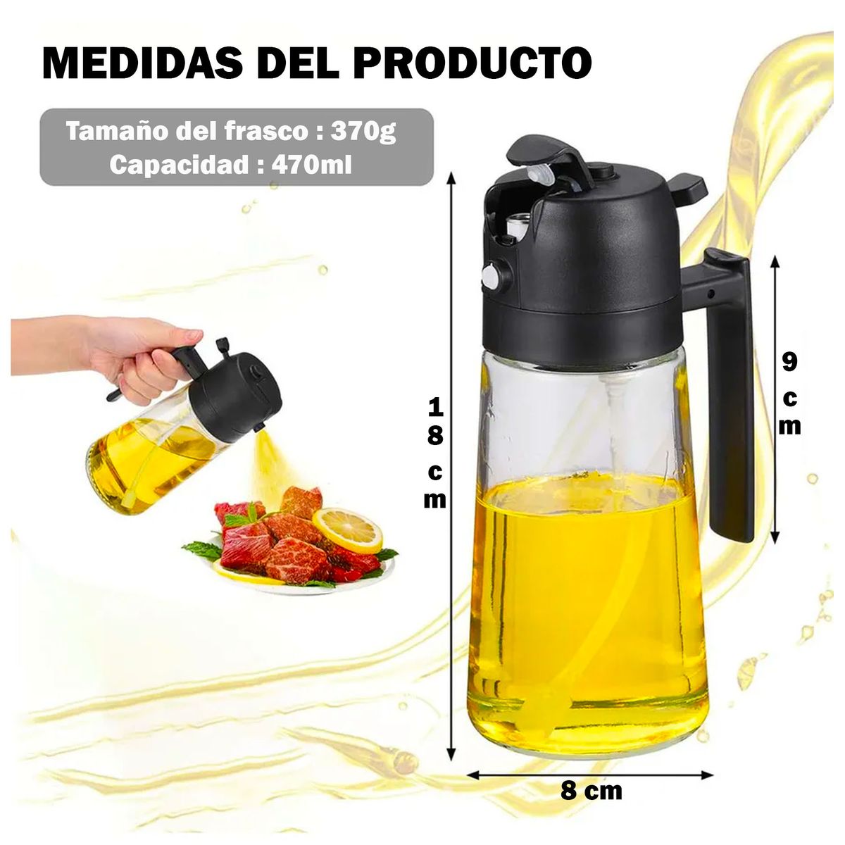 ONE PIXEL - Dispensador De Aceite 2 En 1 Rociador De Botella Vertedor Cocina