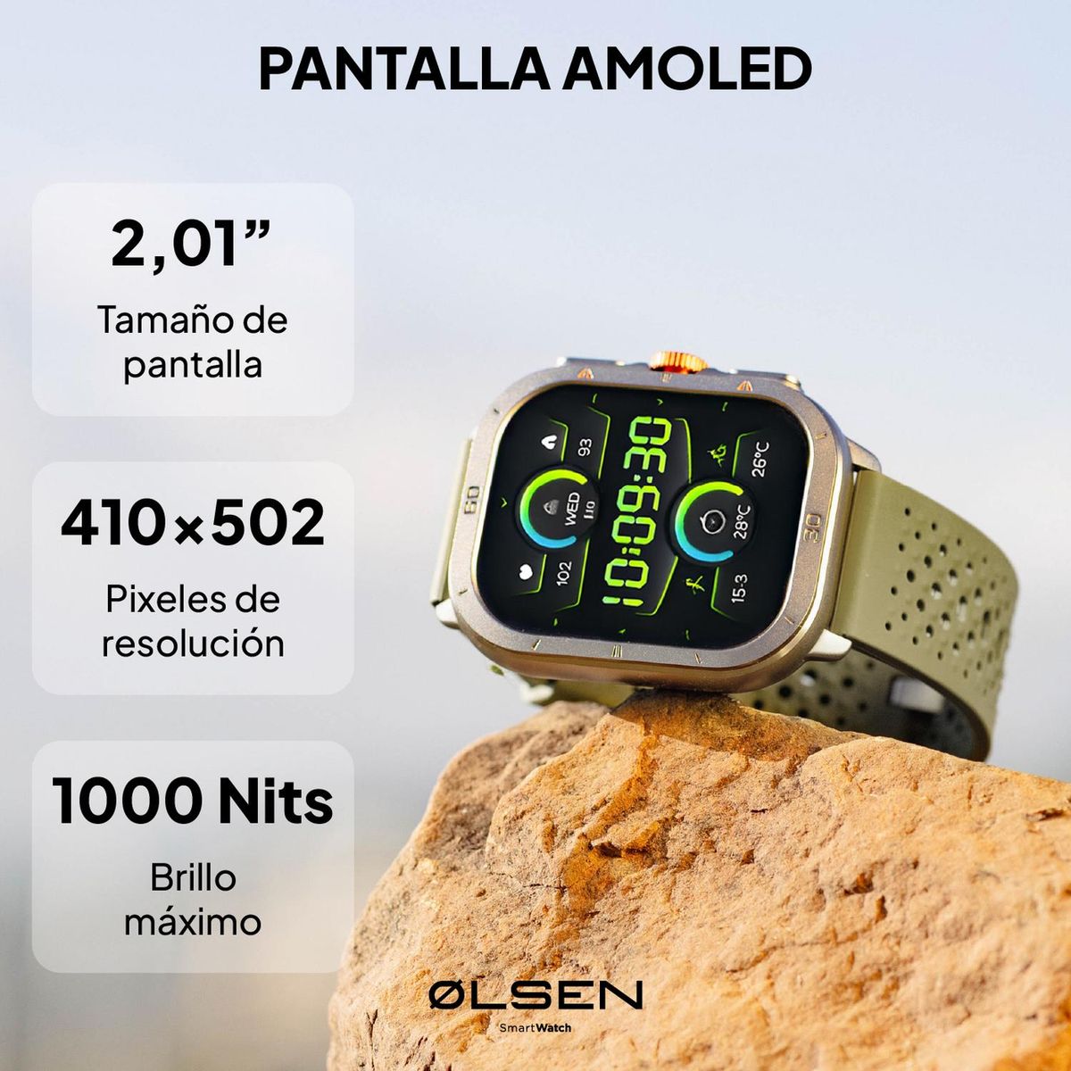 OLSEN - Smartwatch Olsen Reloj Inteligente Amoled Touch Llamadas Bt