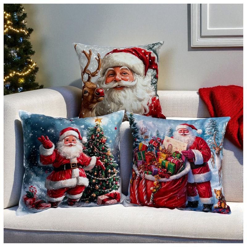 HOGARETO - Set x 3 Cojines de Navidad - Santa