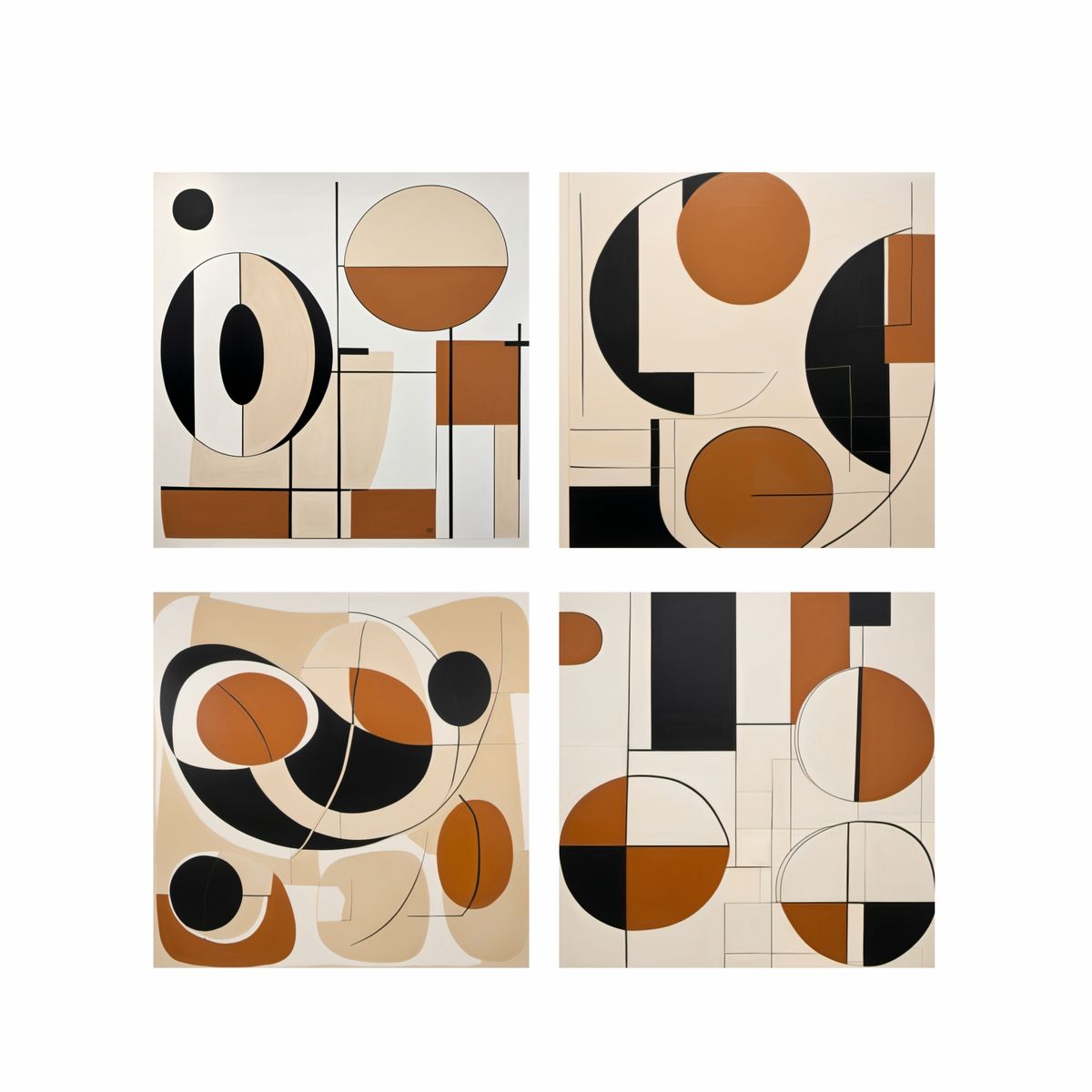 GENERICO - Lienzo Cuadros Decorativos Geometría Ecos de la Tierra Set X 4 de 43x43cm
