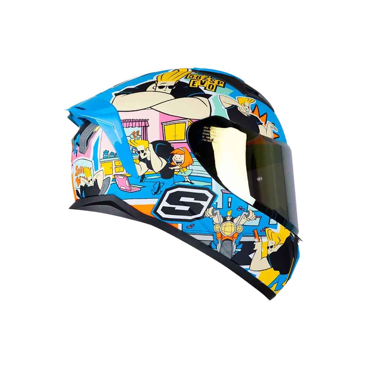 SHAFT - Casco Certificado Shaft 582 SP JOHNNY BRAVO Azul-Visor IR Dorado
