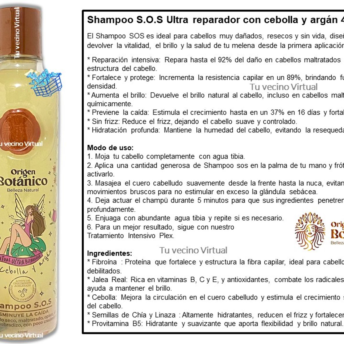 GENERICO - Shampoo S.o.s Con Cebolla Y Argán 400 Ml Ritual Botanico x2