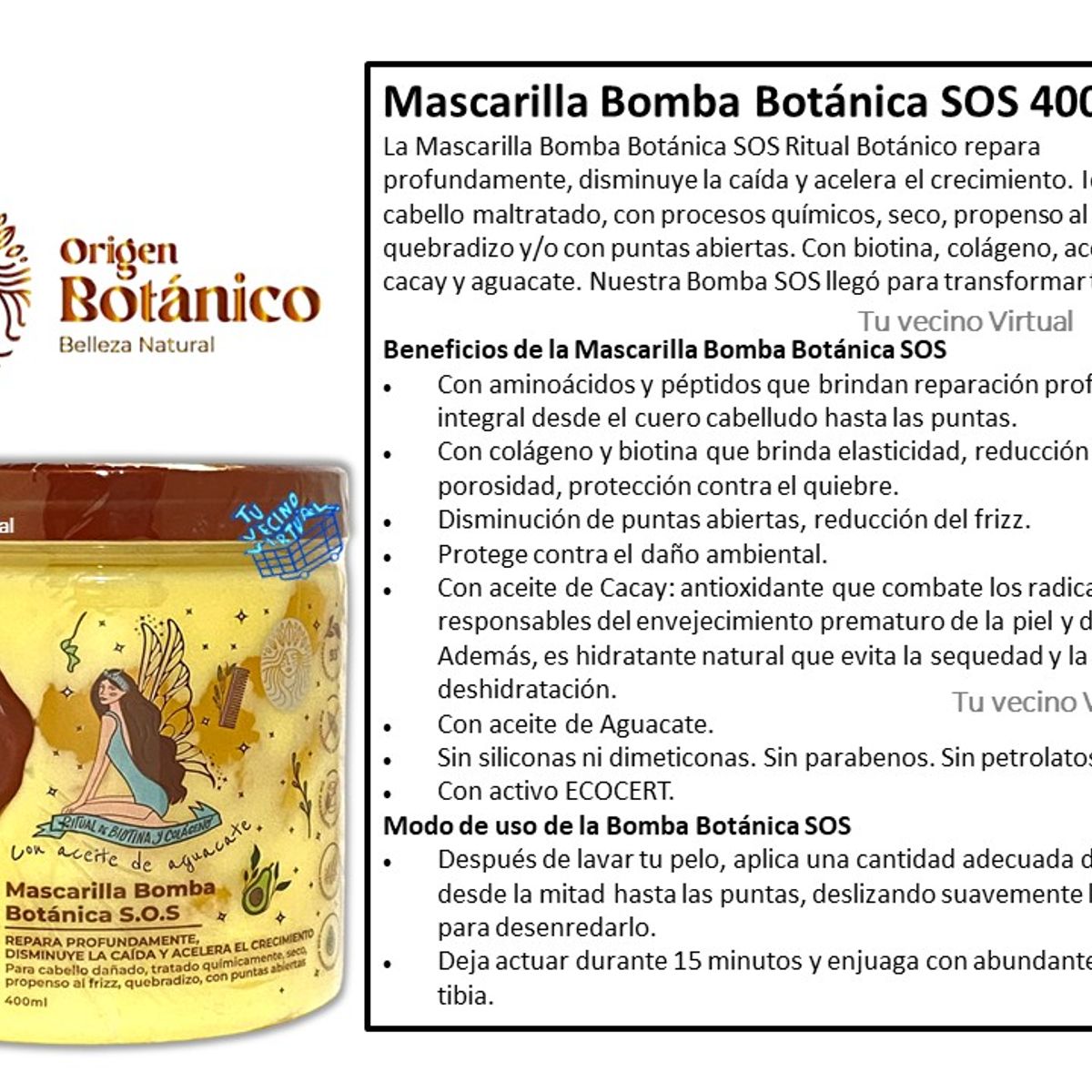 GENERICO - Mascarilla Bomba Botánica Sos 400 Ml - Ritual Botanico x2