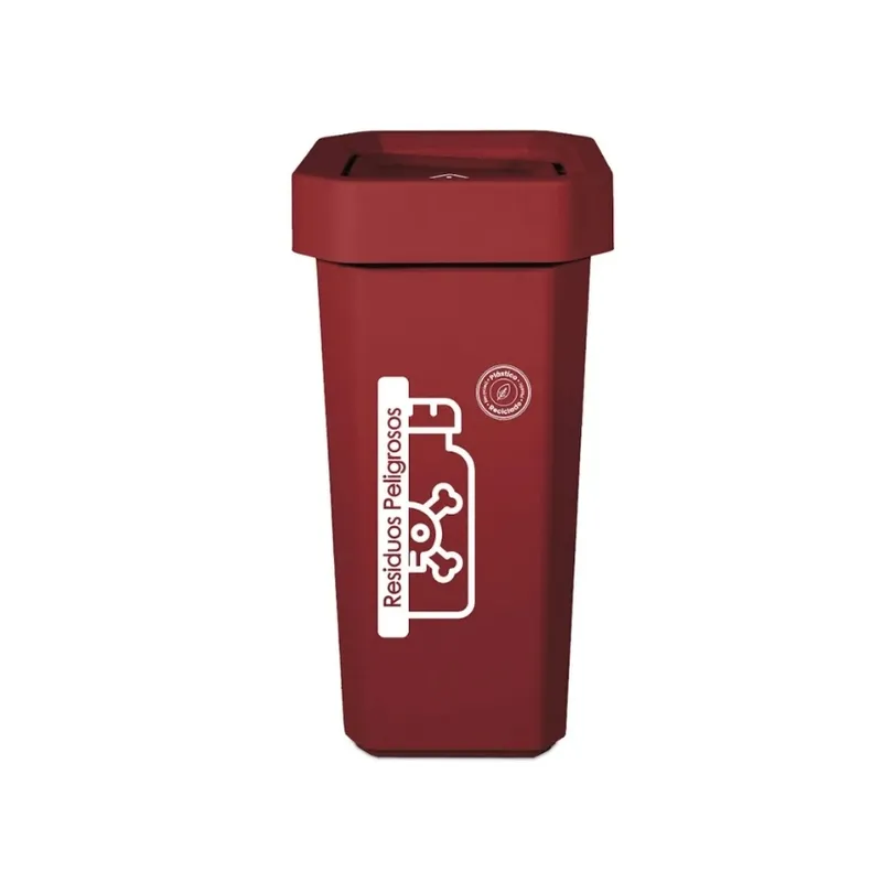ESTRA - Papelera Ecobins Vaiven 53L Rojo Poli Residuos Peligrosos