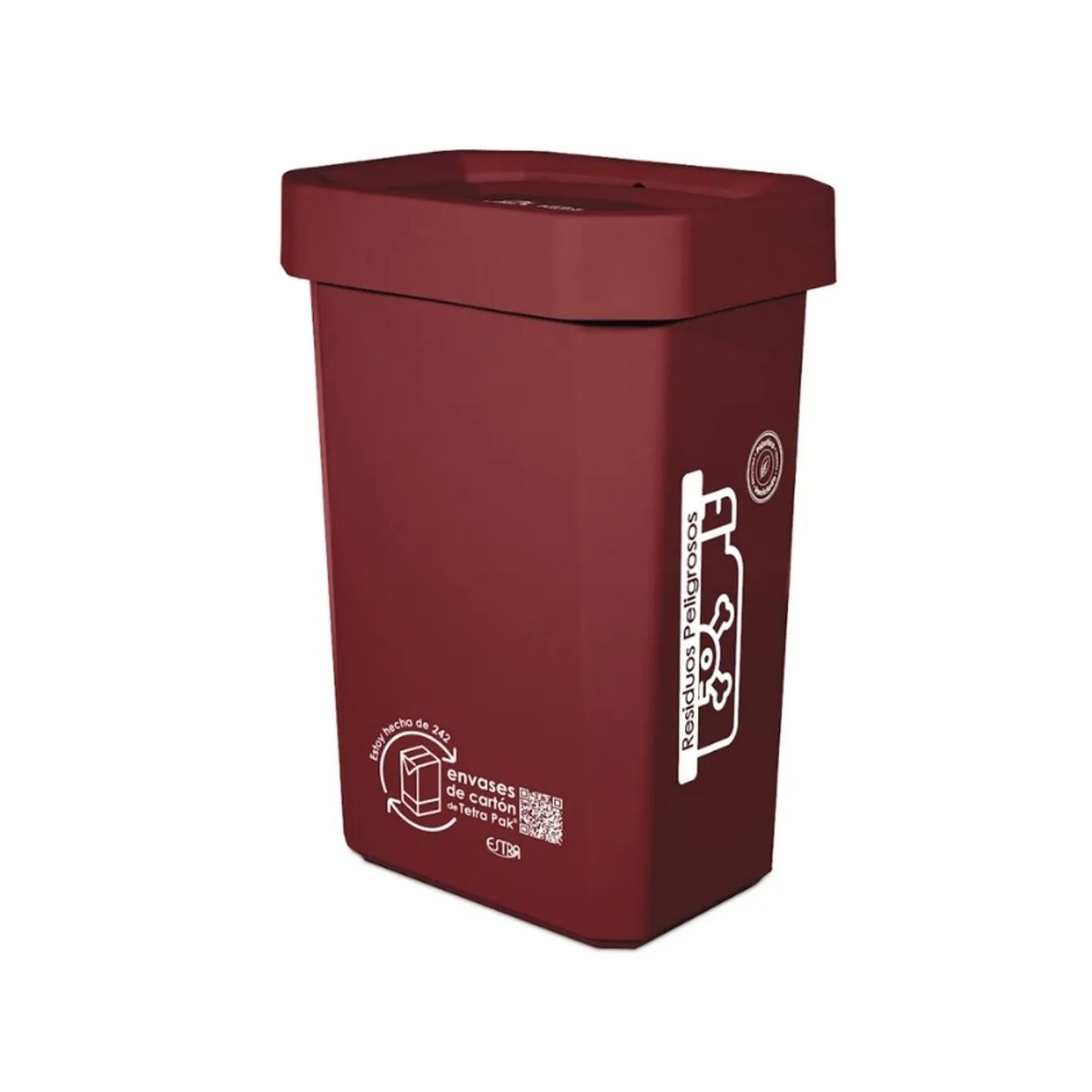 ESTRA - Papelera Ecobins Vaiven 53L Rojo Poli Residuos Peligrosos