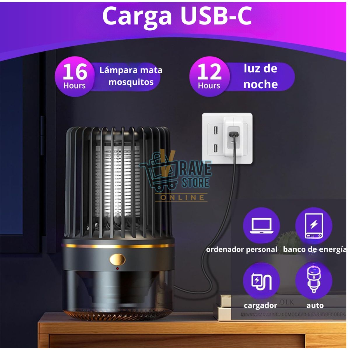 IMPORTACIONES UNIVERSO - Lampara Mata Mosquitos Moscos Y Zancudos Recargable