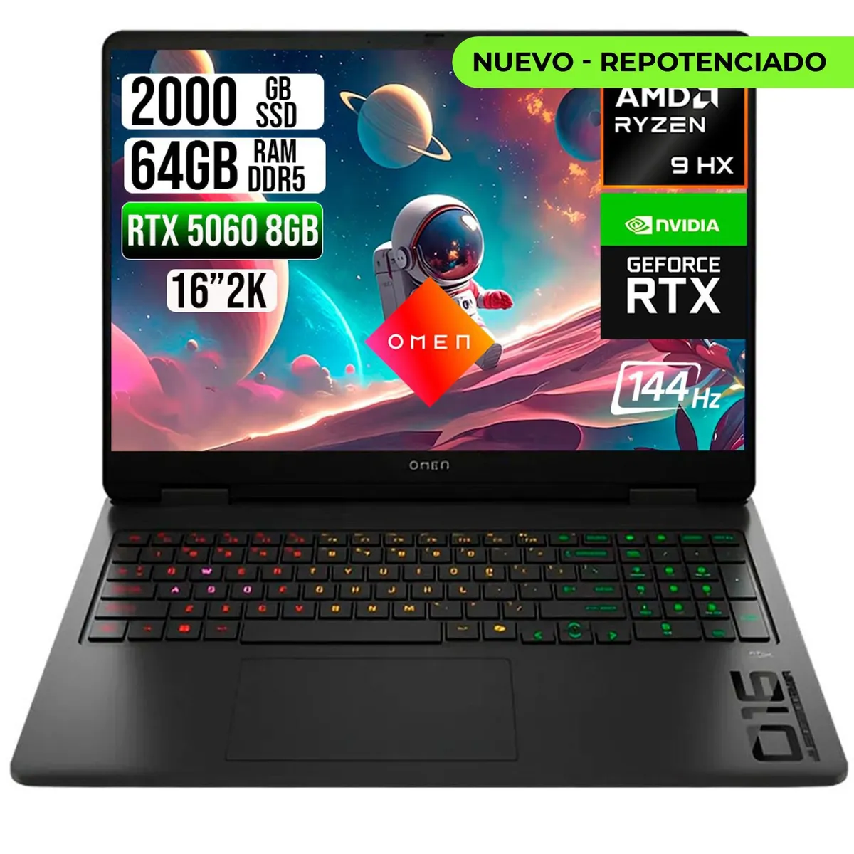 HP - PORTATIL HP OMEN AMD RYZEN 9 8940HX RTX 5060 8GB SSD 2TB RAM 64GB 16" 2K 144HZ