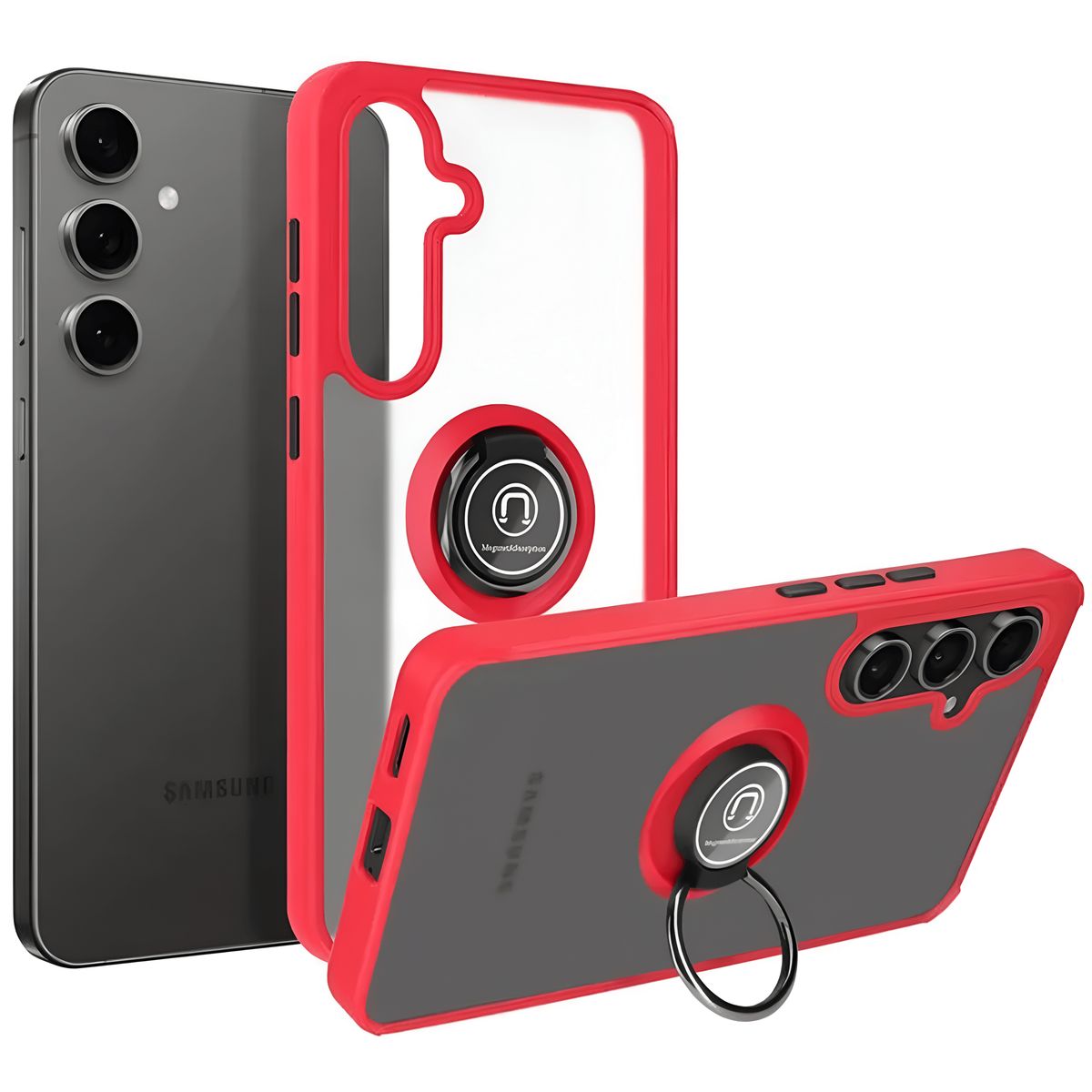 GENERICO - Funda Estuche Mate Con Anillo Compatible Samsung S25 FE Rojo