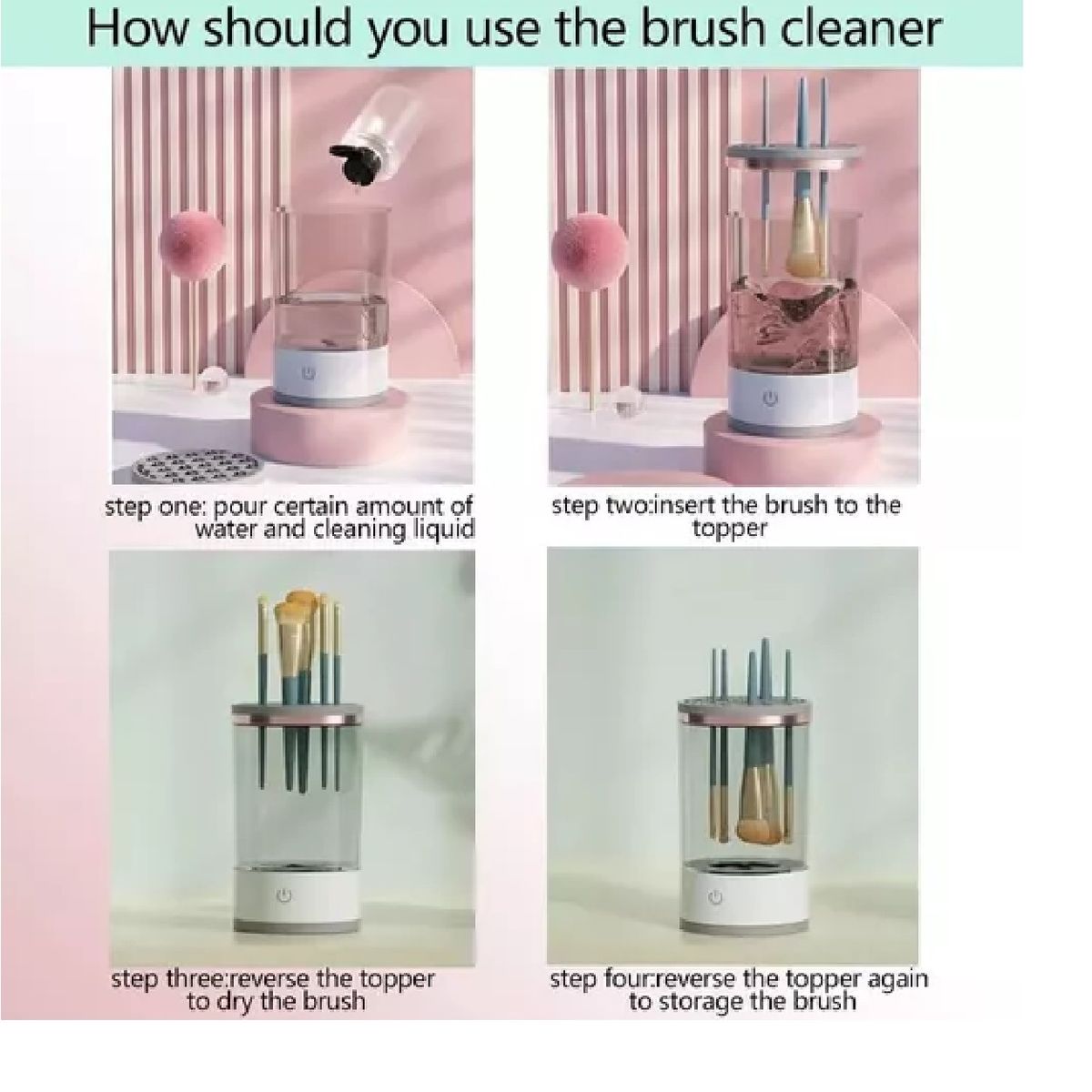 GENERICO - Limpiador de brochas de maquillaje eléctrico