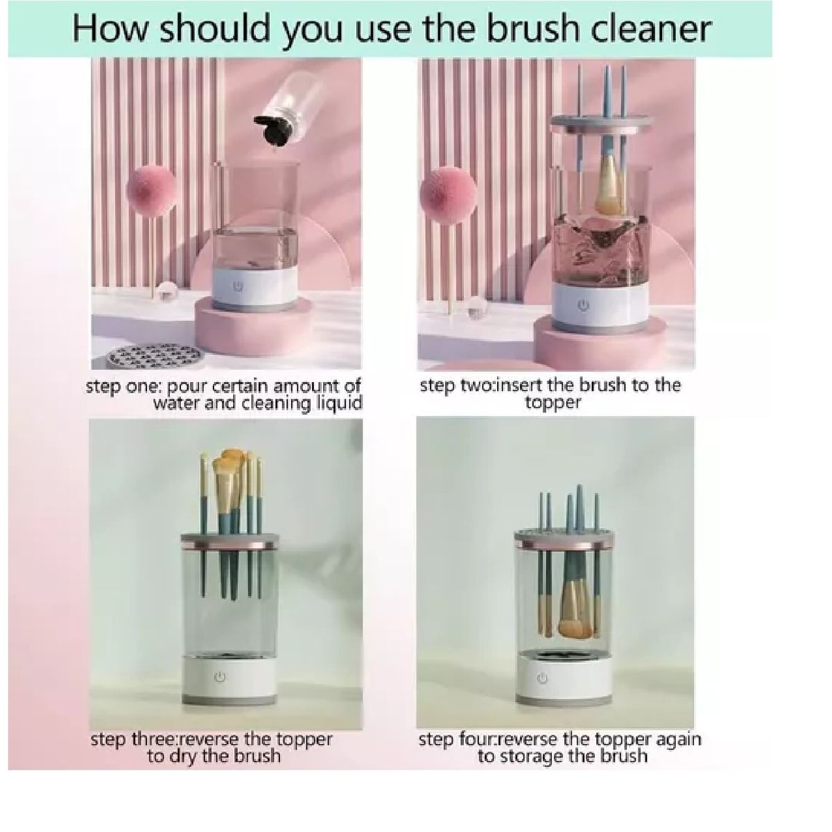 GENERICO - Limpiador de brochas de maquillaje eléctrico