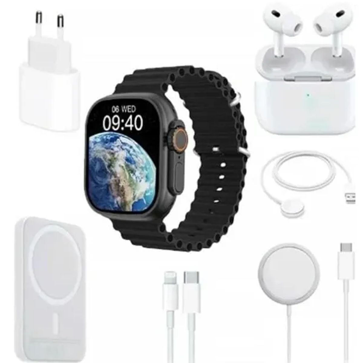 GENERICO - Combo reloj -audífonos + power Bank ref X8