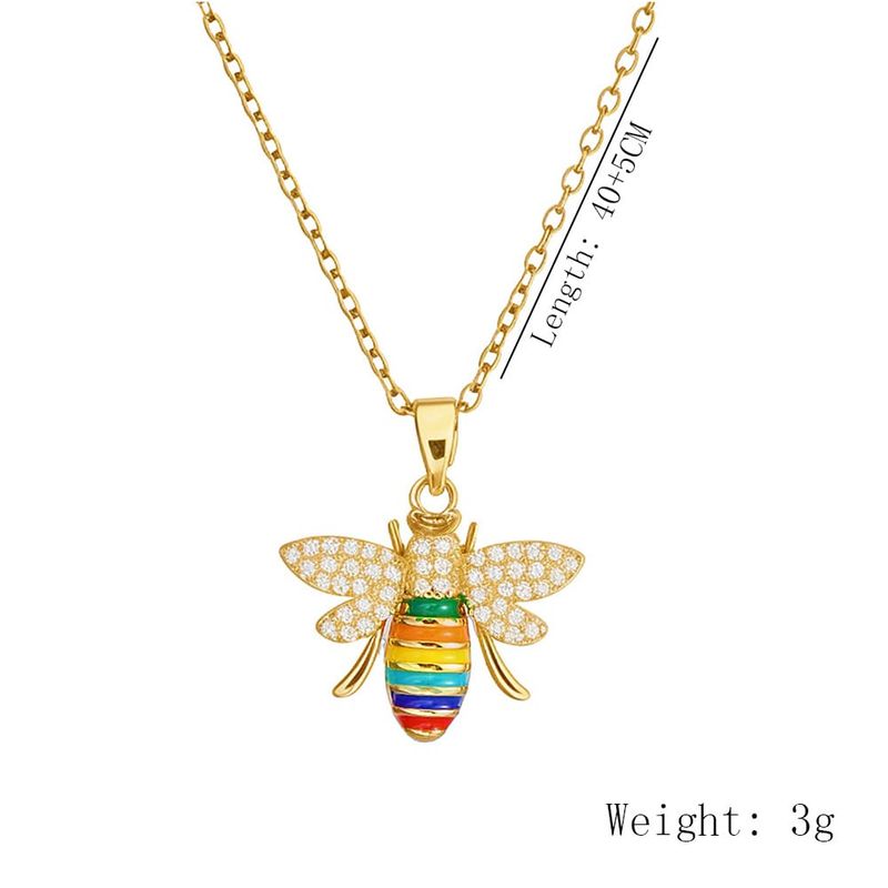 GENERICO - Collar Cadena Con Dije Abeja Colores Con Circon En Acero Inox
