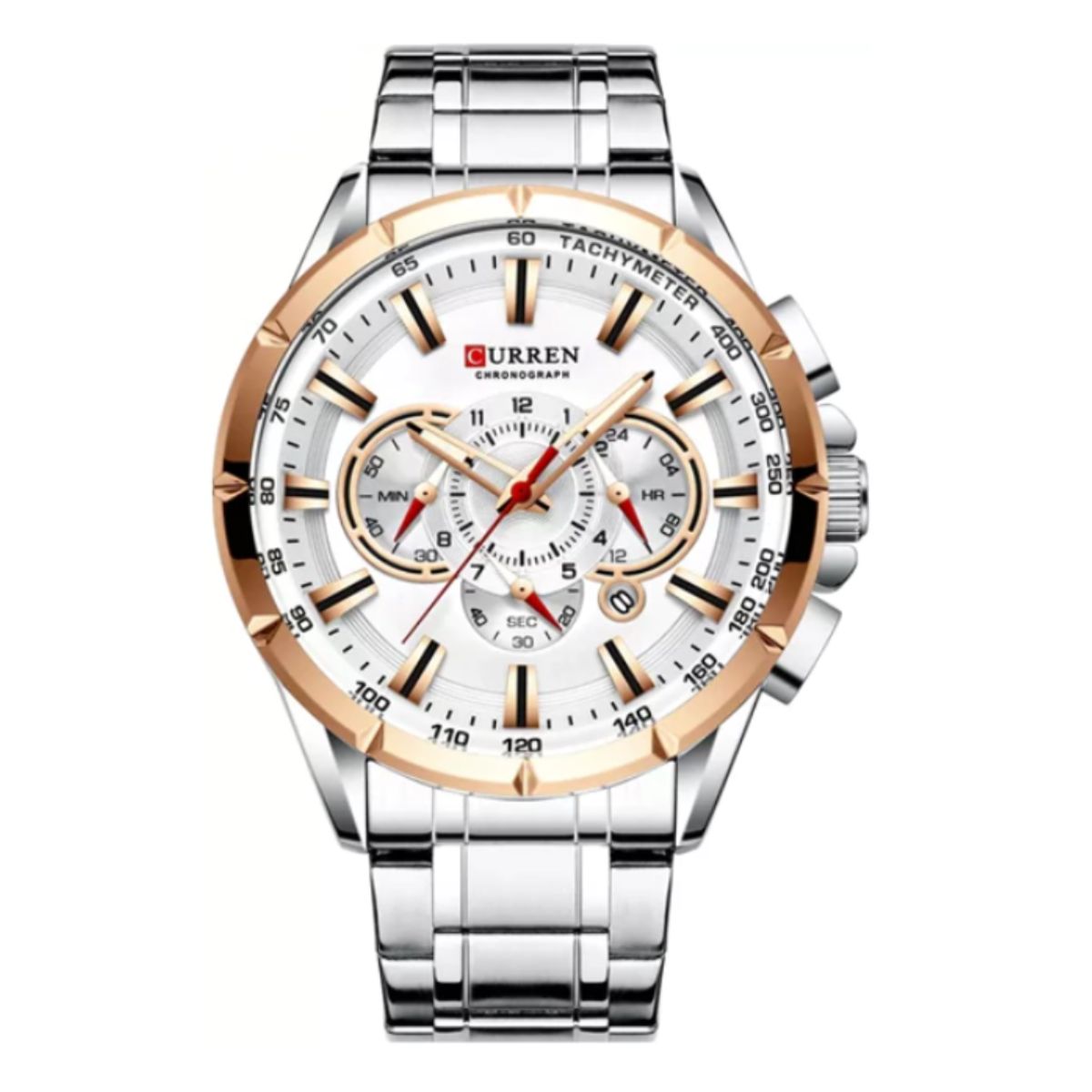 CURREN - Reloj Curren 8363 Cronógrafo Para Hombre Plateado - Blanco
