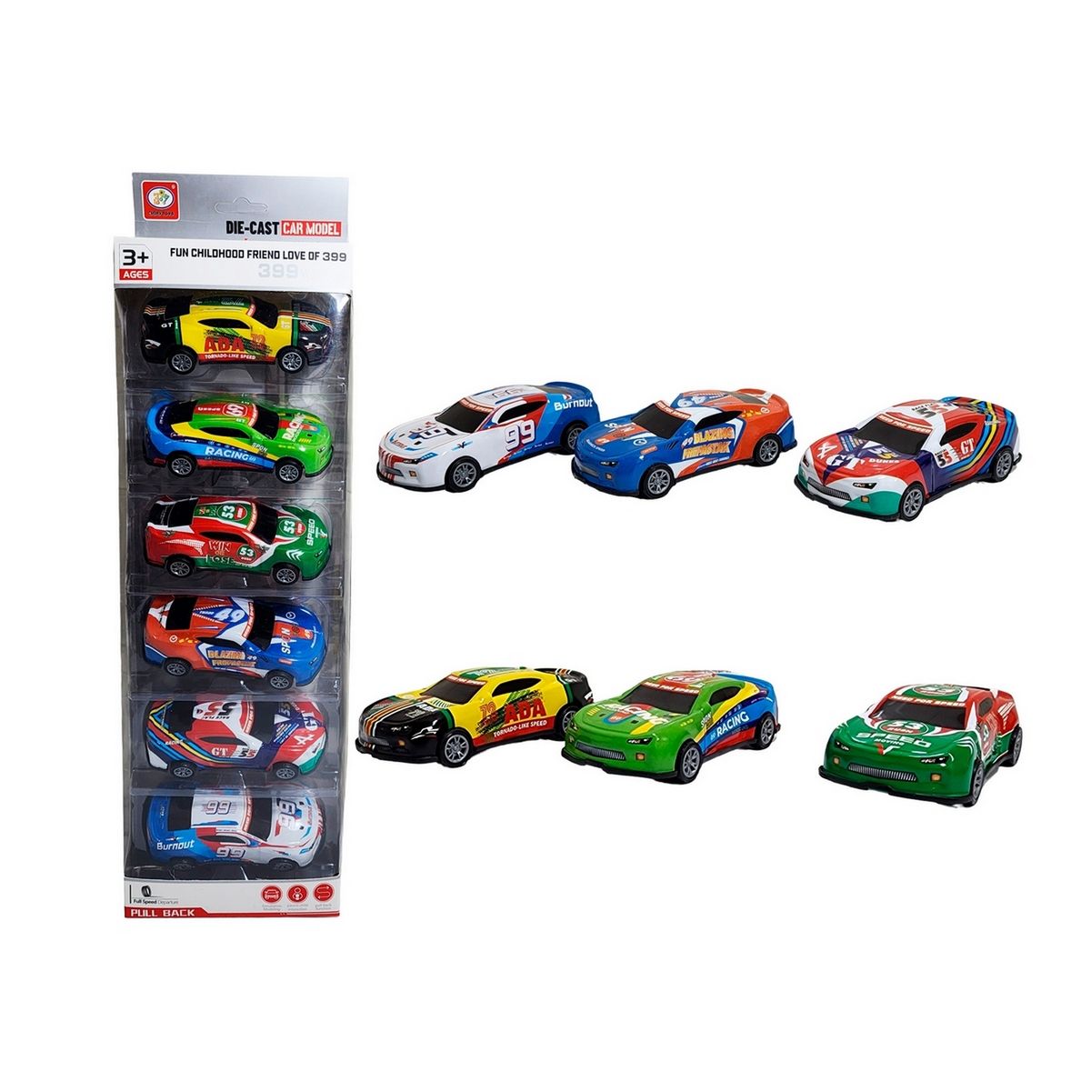 GENERICO - Carro Deportivo Speed Racing Nascar De Impulso X 6 Unidades