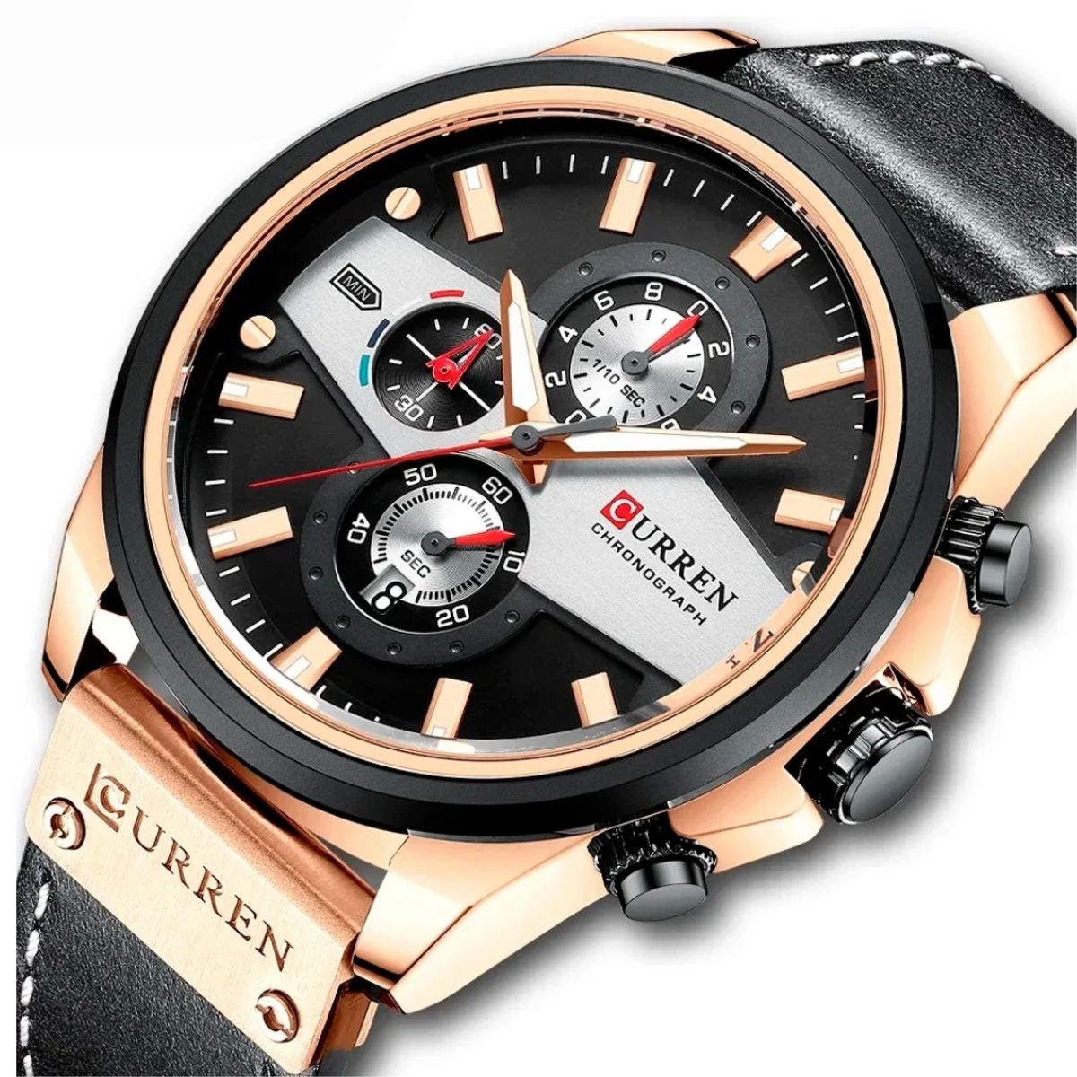 CURREN - Reloj Curren 8394 Cronógrafo En Cuero Para Hombre Negro