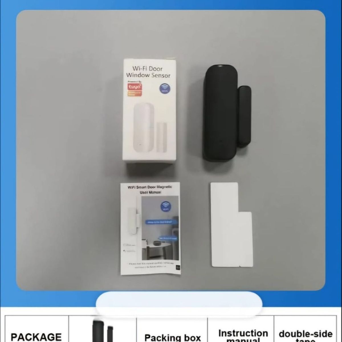 GENERICO - Sensor De Movimiento Inteligente Aperturas Puertas Ventanas Wifi App Tuya Negro