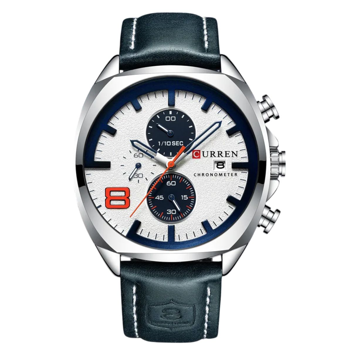 CURREN - Reloj Curren 8324 Cronógrafo En Cuero Para Hombre Negro - Blanco