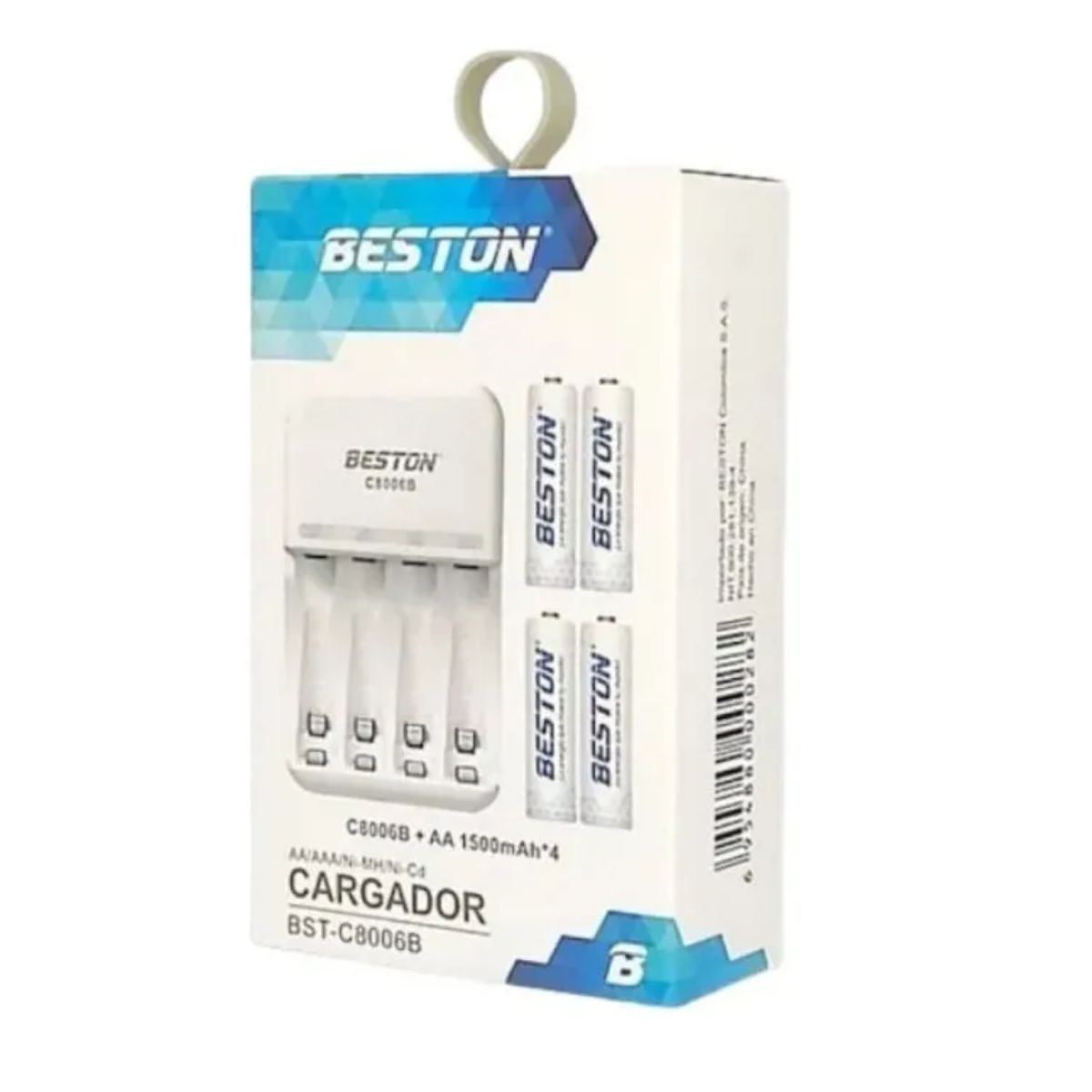 BESTON - Cargador Beston + 4 Pilas Aa Recargables 1.2v 1500mah