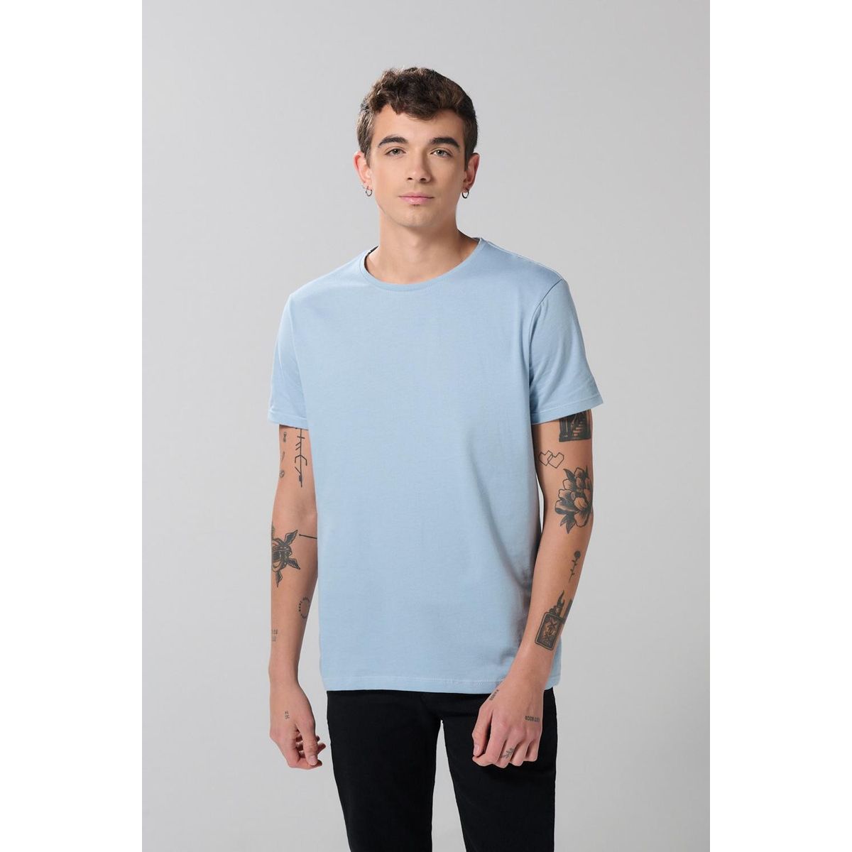 KOAJ - KOAJ Camiseta unicolor cuello redondo en algodón y manga cor Hombre