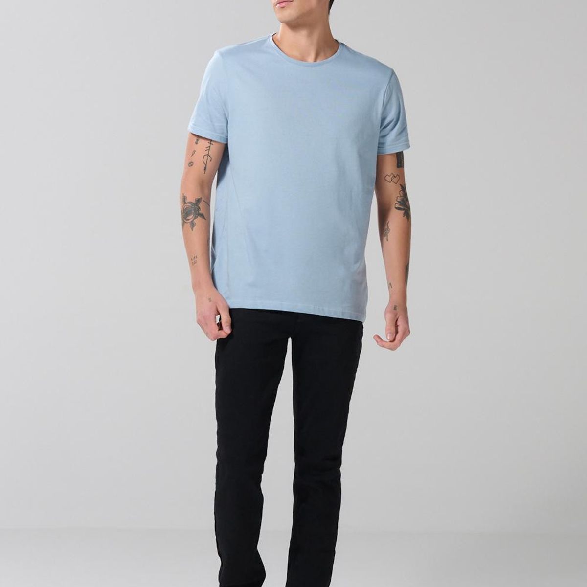 KOAJ - KOAJ Camiseta unicolor cuello redondo en algodón y manga cor Hombre