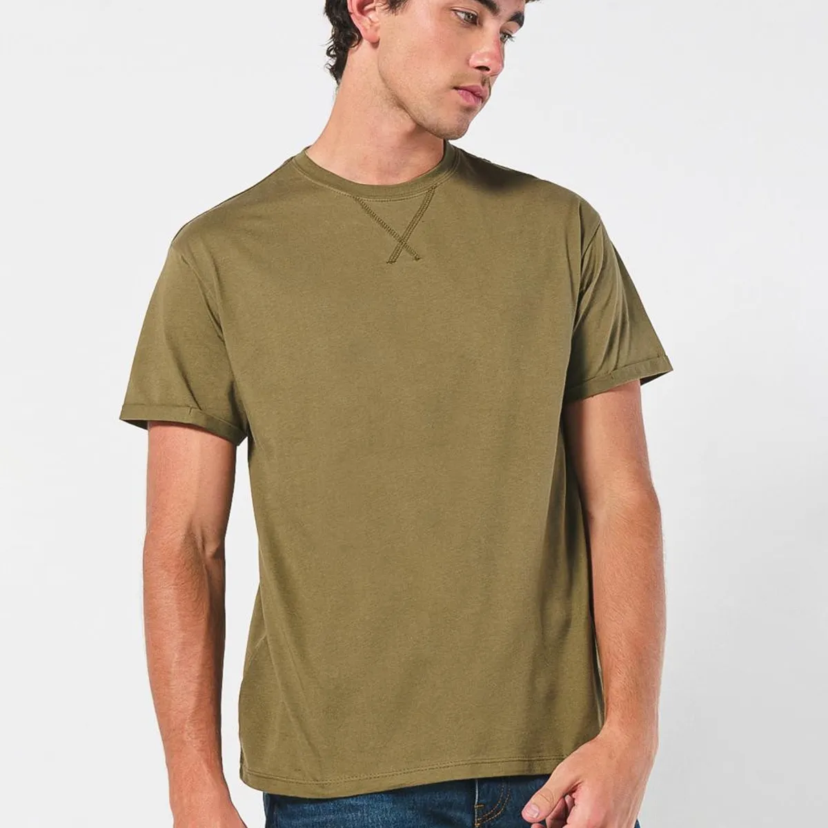 KOAJ - KOAJ Camiseta manga corta unicolor con doblez en puños Hombre