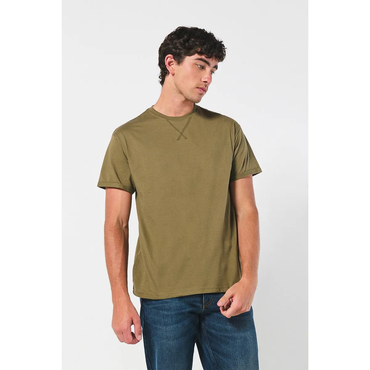 KOAJ - KOAJ Camiseta manga corta unicolor con doblez en puños Hombre