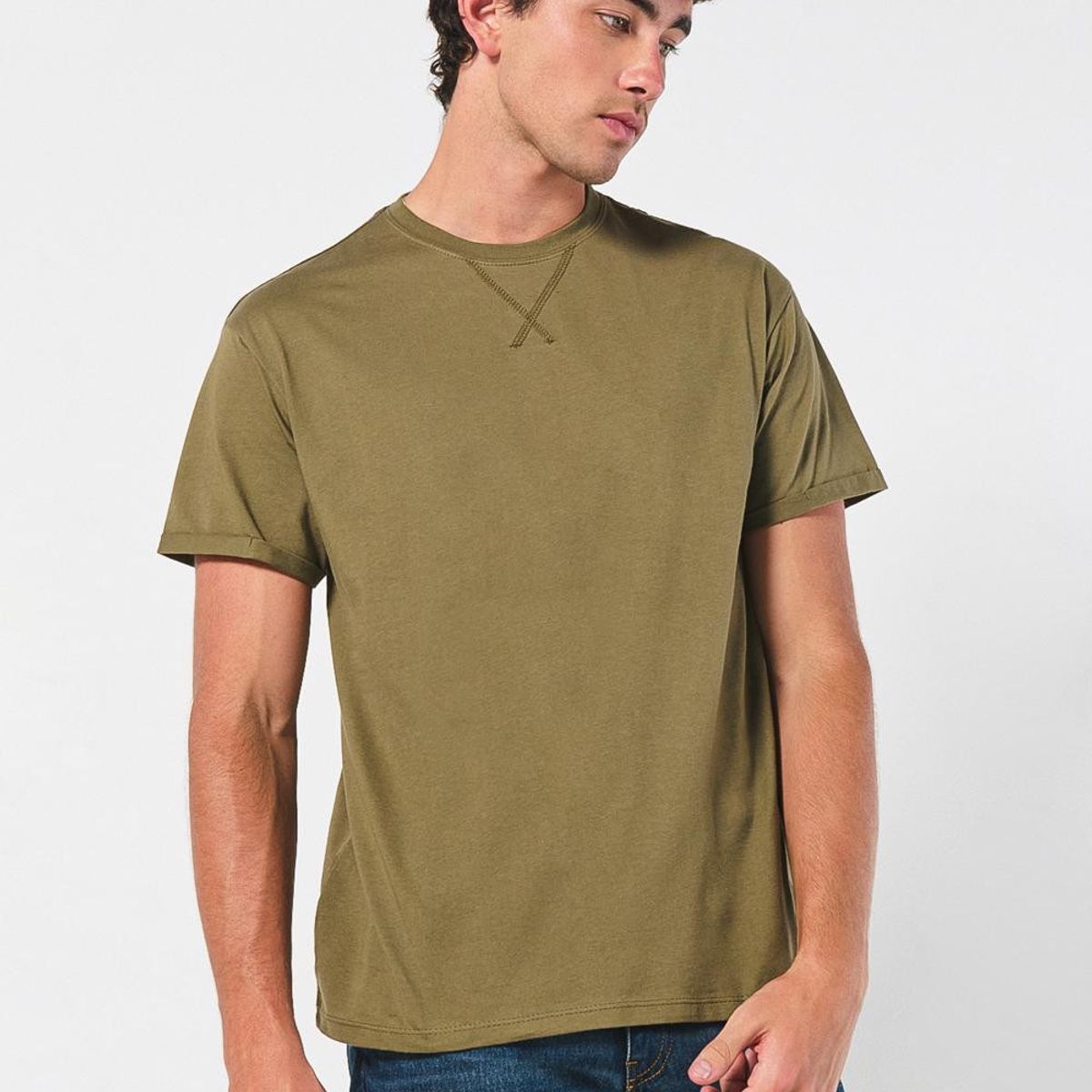 KOAJ - KOAJ Camiseta manga corta unicolor con doblez en puños Hombre