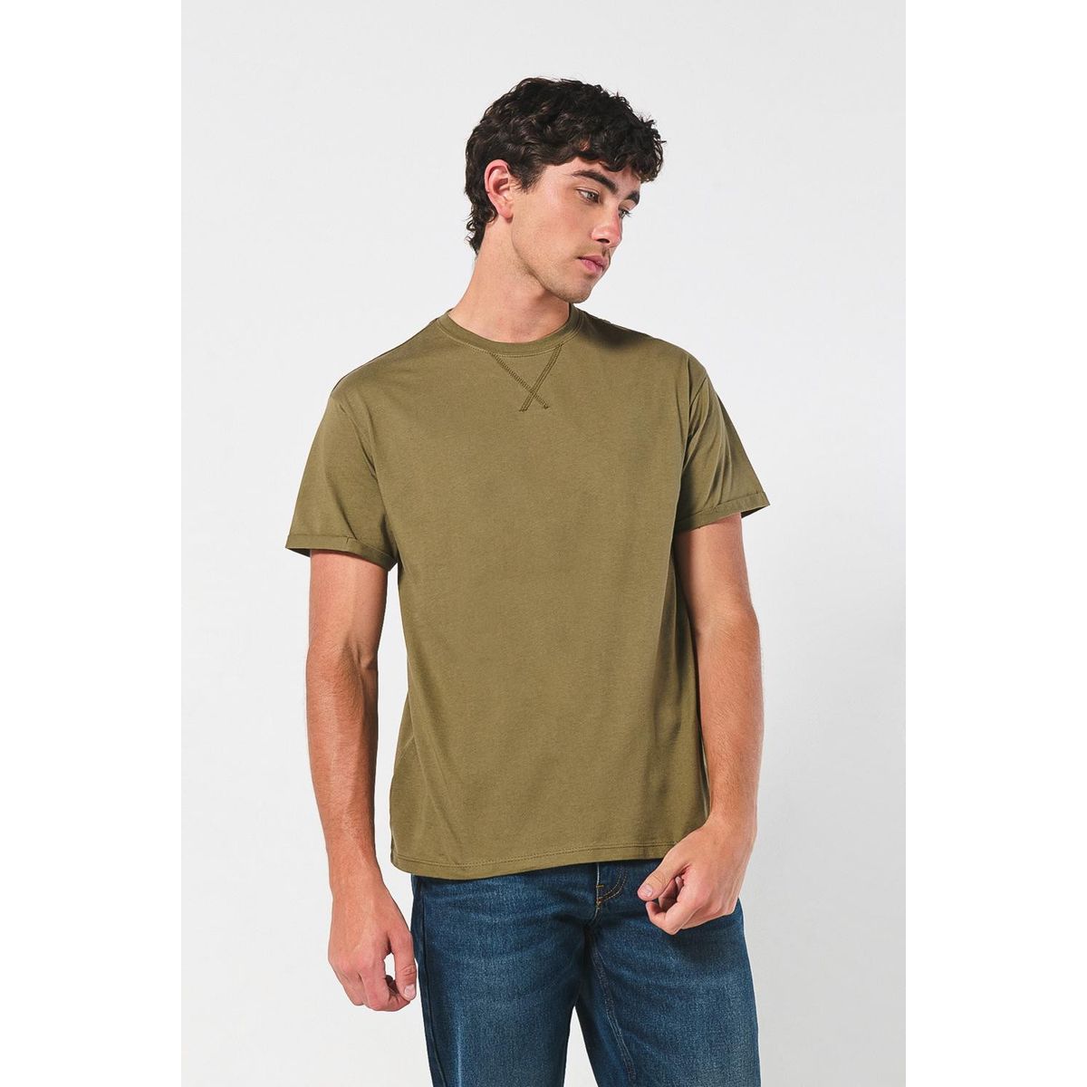 KOAJ - KOAJ Camiseta manga corta unicolor con doblez en puños Hombre