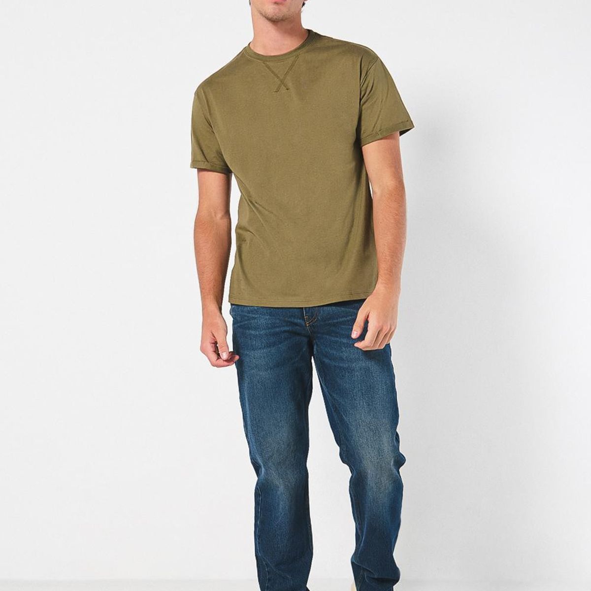 KOAJ - KOAJ Camiseta manga corta unicolor con doblez en puños Hombre