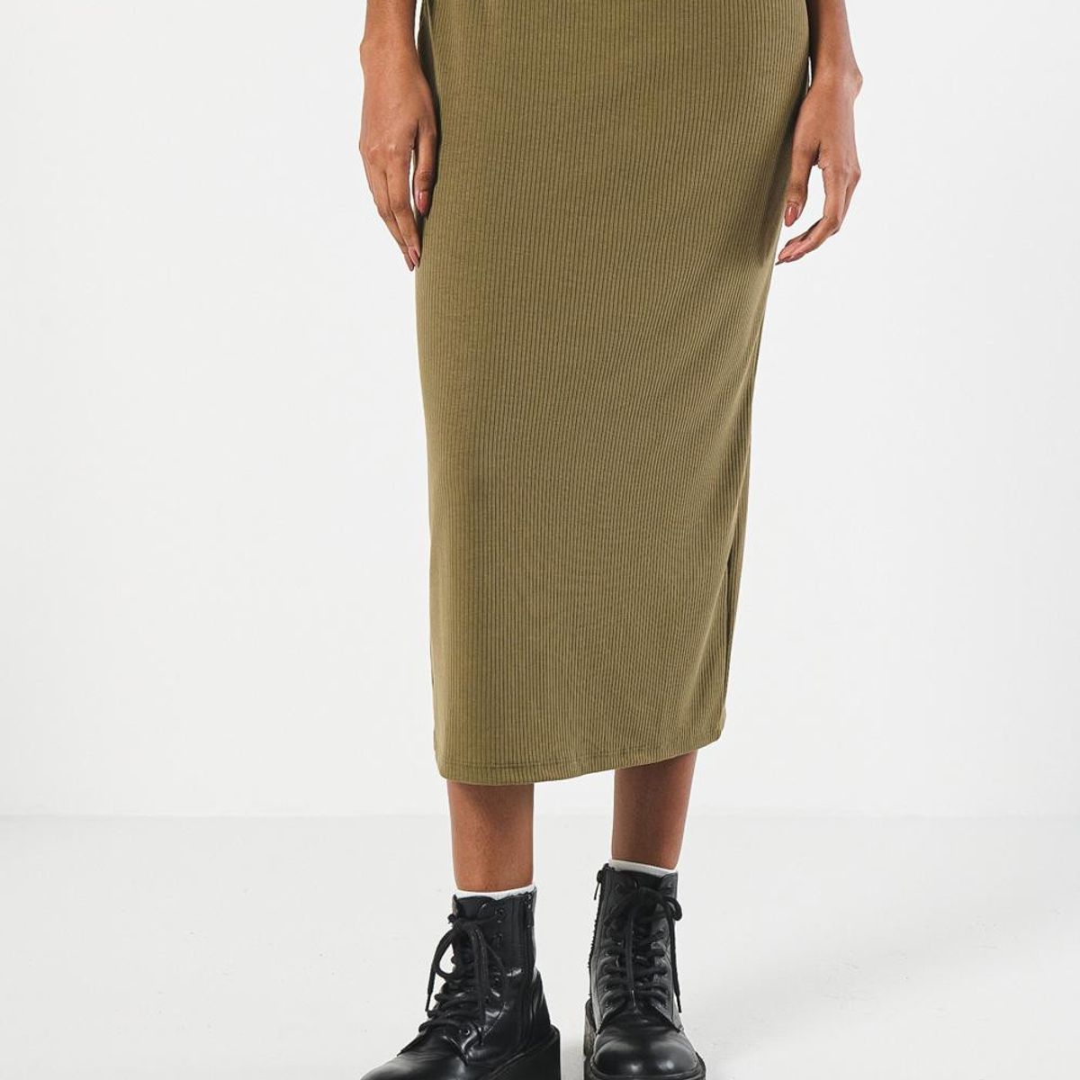 KOAJ - KOAJ Falda larga unicolor ajustada con abertura posterior Mujer