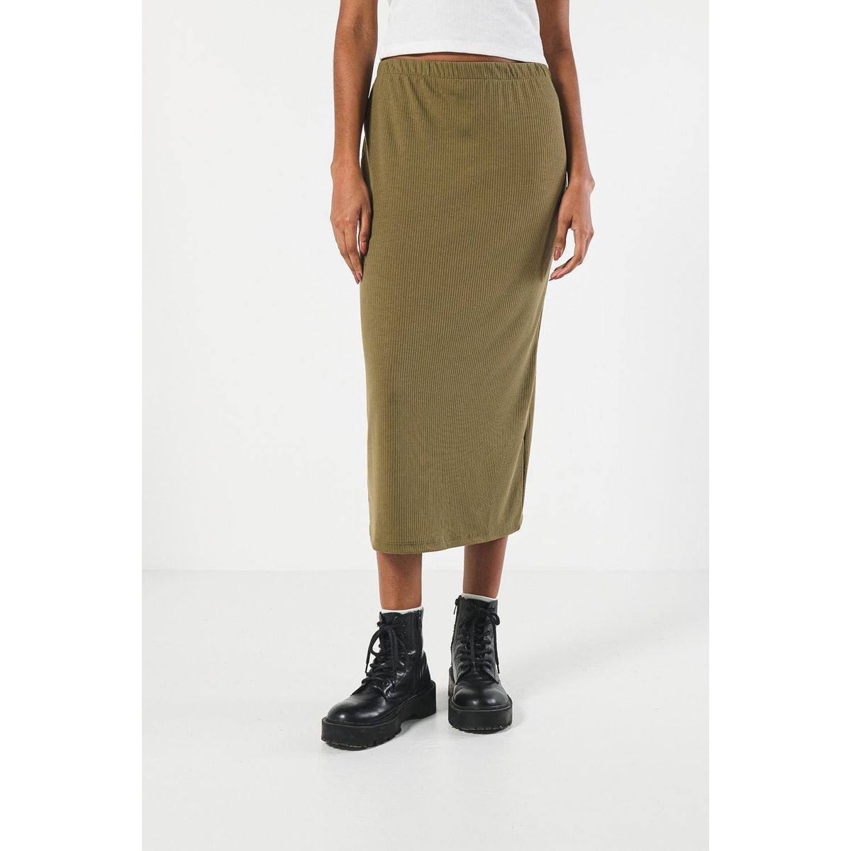 KOAJ - KOAJ Falda larga unicolor ajustada con abertura posterior Mujer