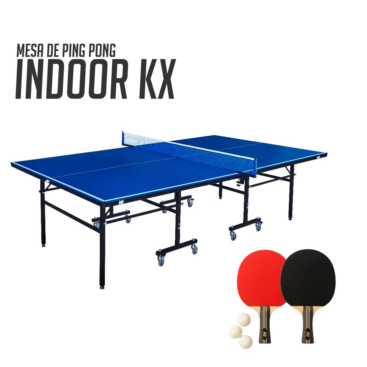 K6 - Mesa Tenis De Pong Ping Indoor Plegable Con Ruedas 15mm Kx