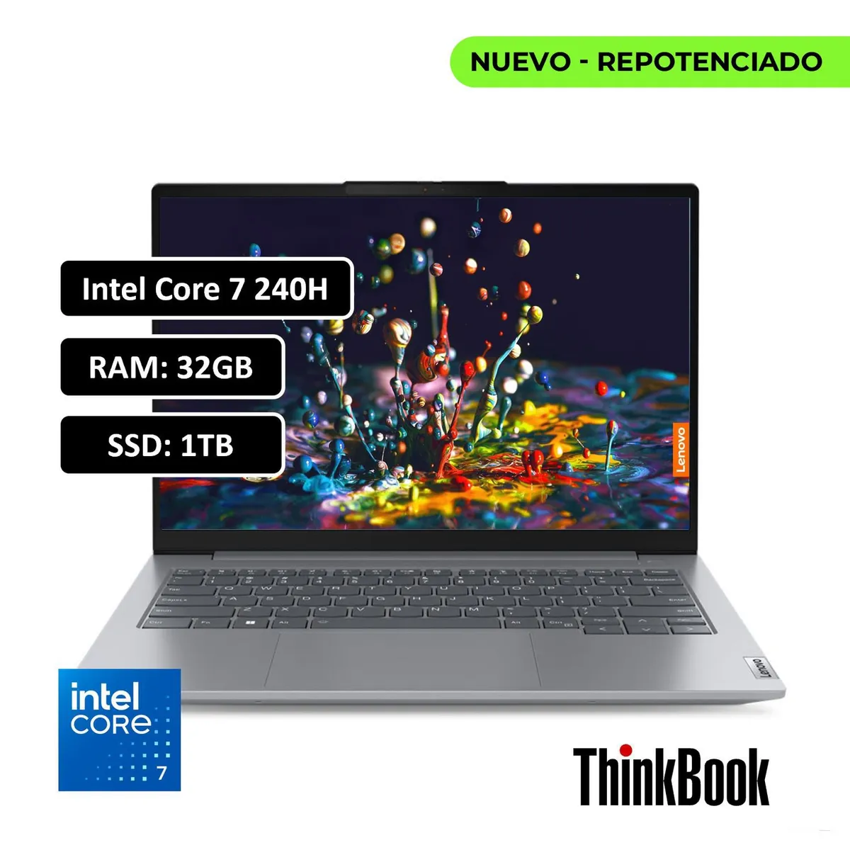 LENOVO - PORTATIL LENOVO THINKBOOK CORE 7 240H - 32GB DDR5 - 1TB SSD - 14" WUXGA - RJ45 - WIN 11 PRO
