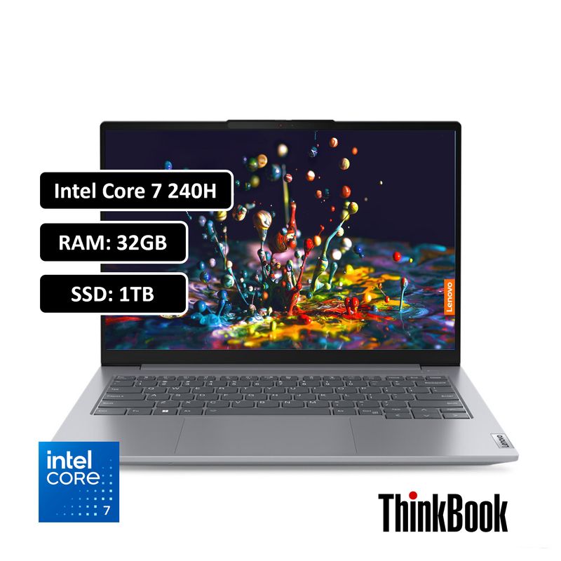 LENOVO - PORTATIL LENOVO THINKBOOK CORE 7 240H - 32GB DDR5 - 1TB SSD - 14" WUXGA - RJ45 - WIN 11 PRO